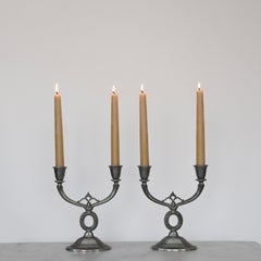 Bougeoirs en étain par Just Andersen, années 1920, Danemark