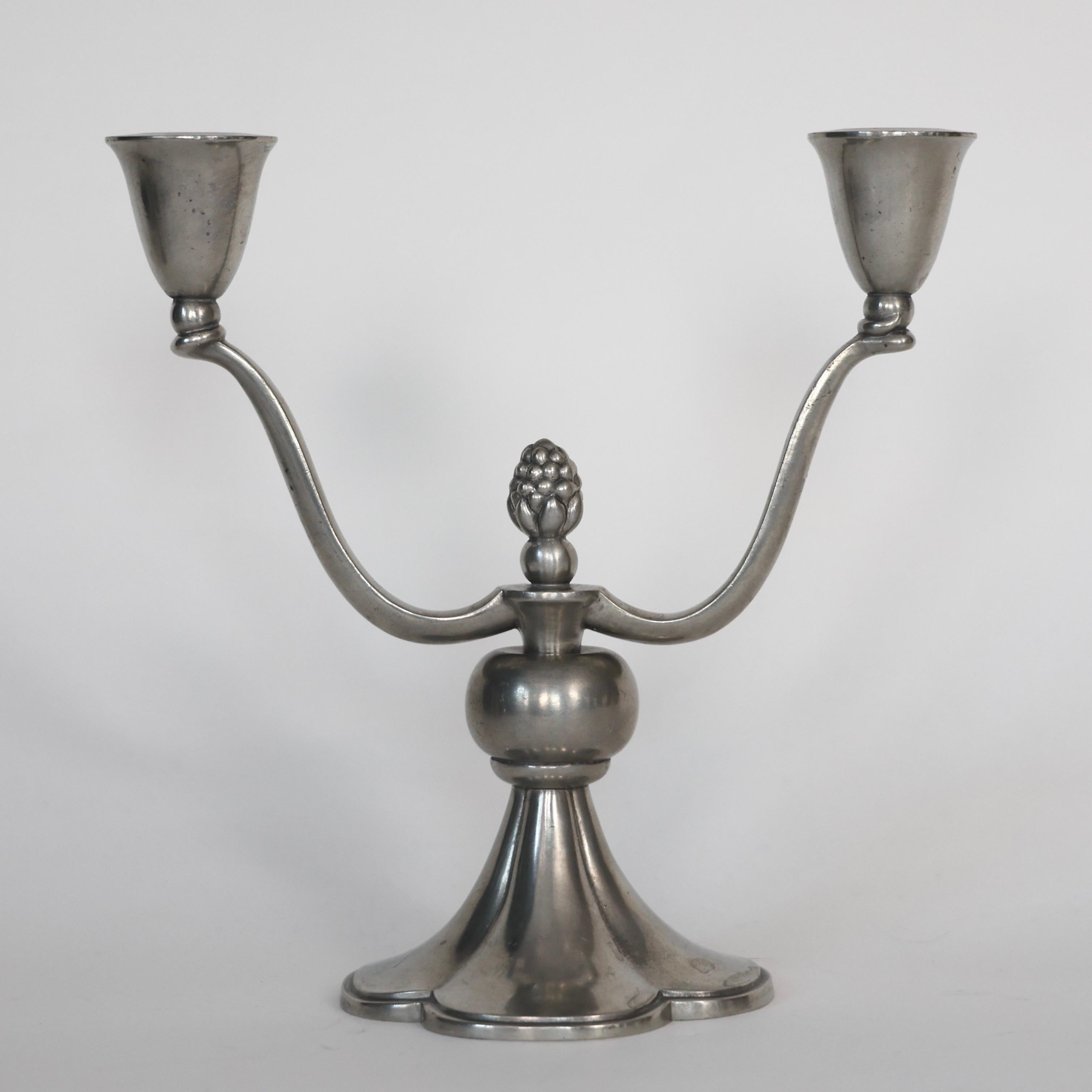 Early 20th Century Pewter Candlestick Holders by Just Andersen, 1920s, Denmark For Sale