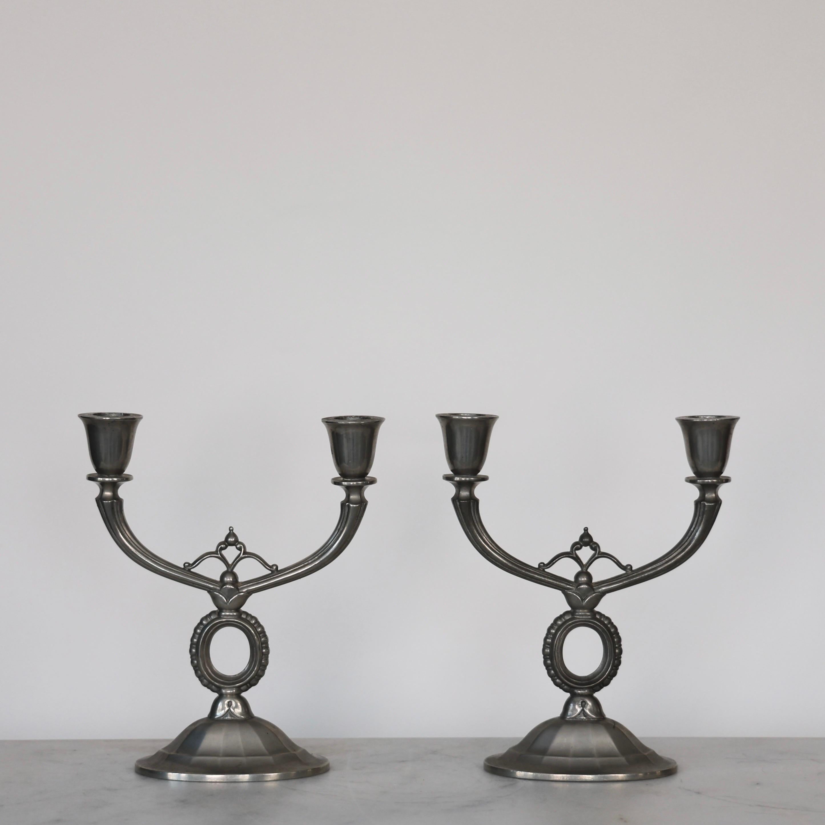 Pewter Candlestick Holders by Just Andersen, 1920s, Denmark For Sale 1