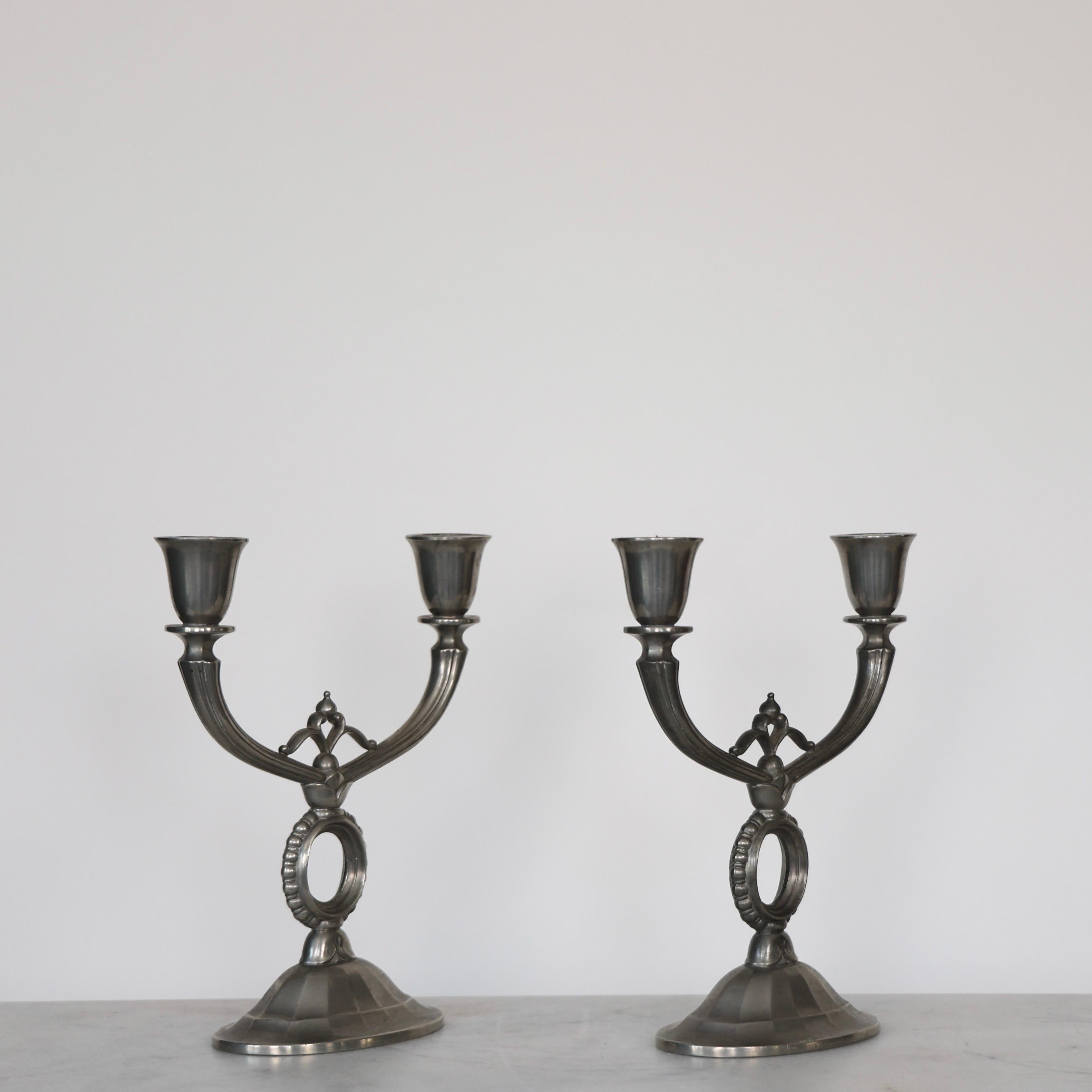 Pewter Candlestick Holders by Just Andersen, 1920s, Denmark For Sale 2
