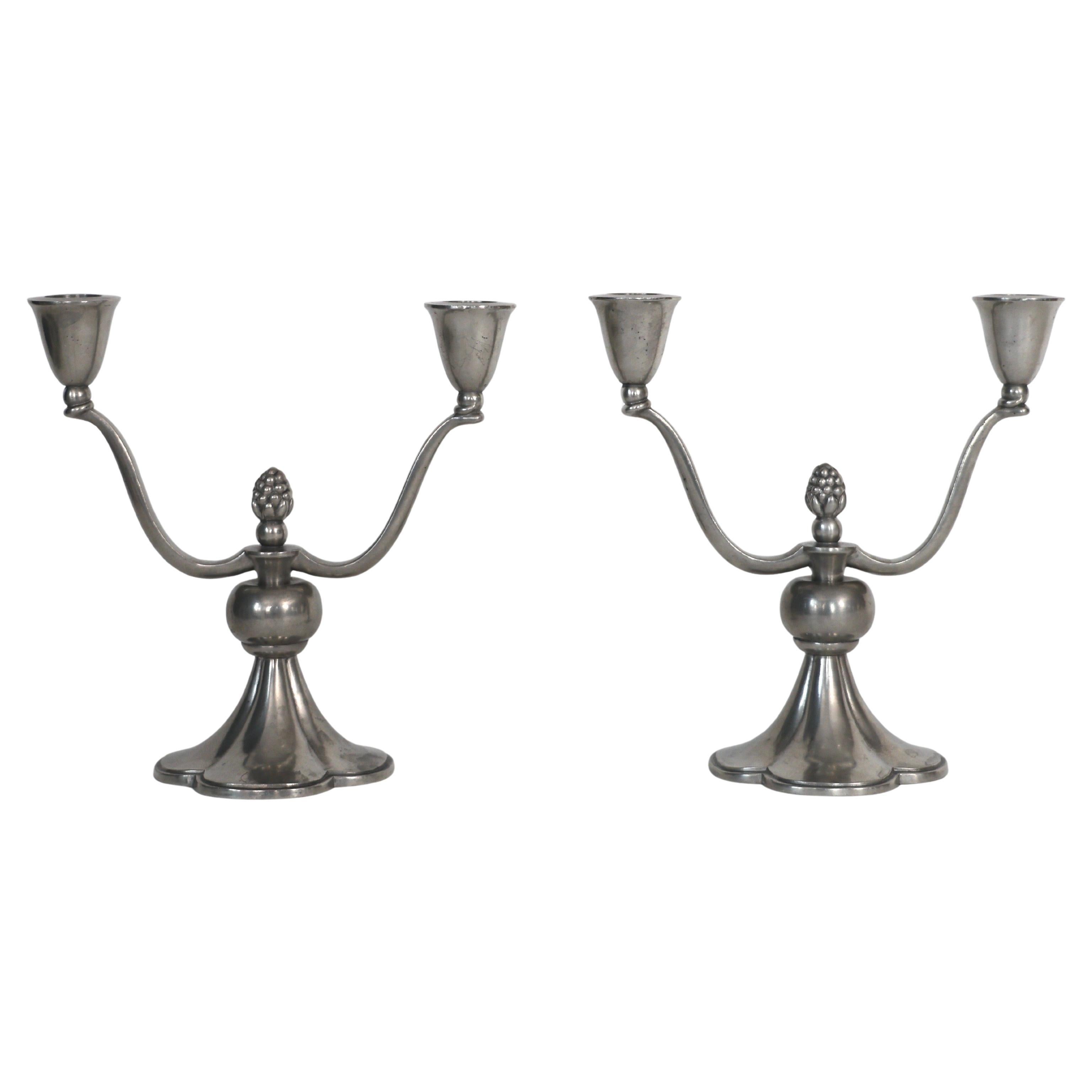 Bougeoirs en étain par Just Andersen, années 1920, Danemark