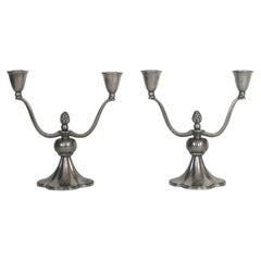 Pewter Candlestick Holders by Just Andersen, 1920s, Denmark
