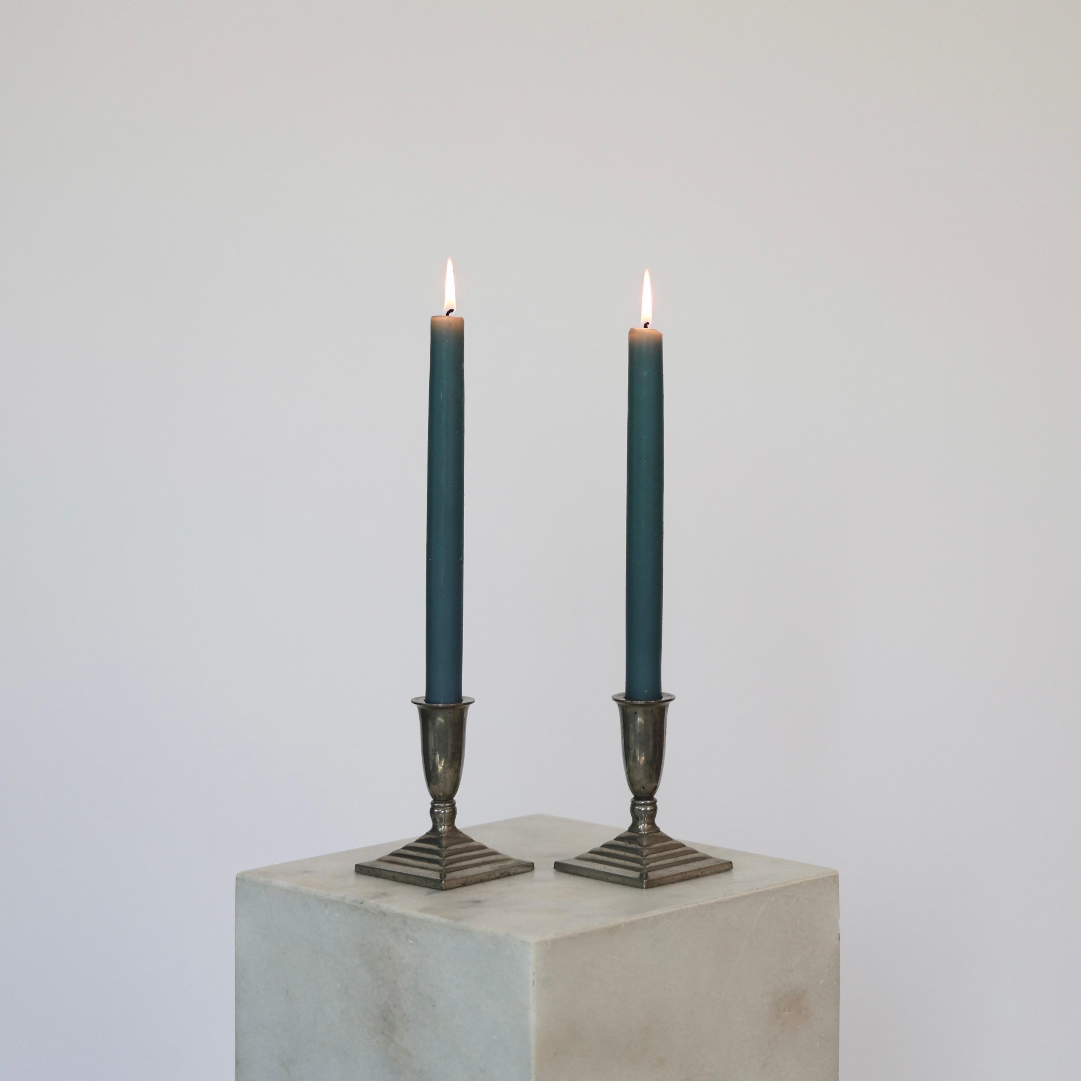 Art Deco Pewter Candlestick Holders by Just Andersen, 1930s, Denmark For Sale