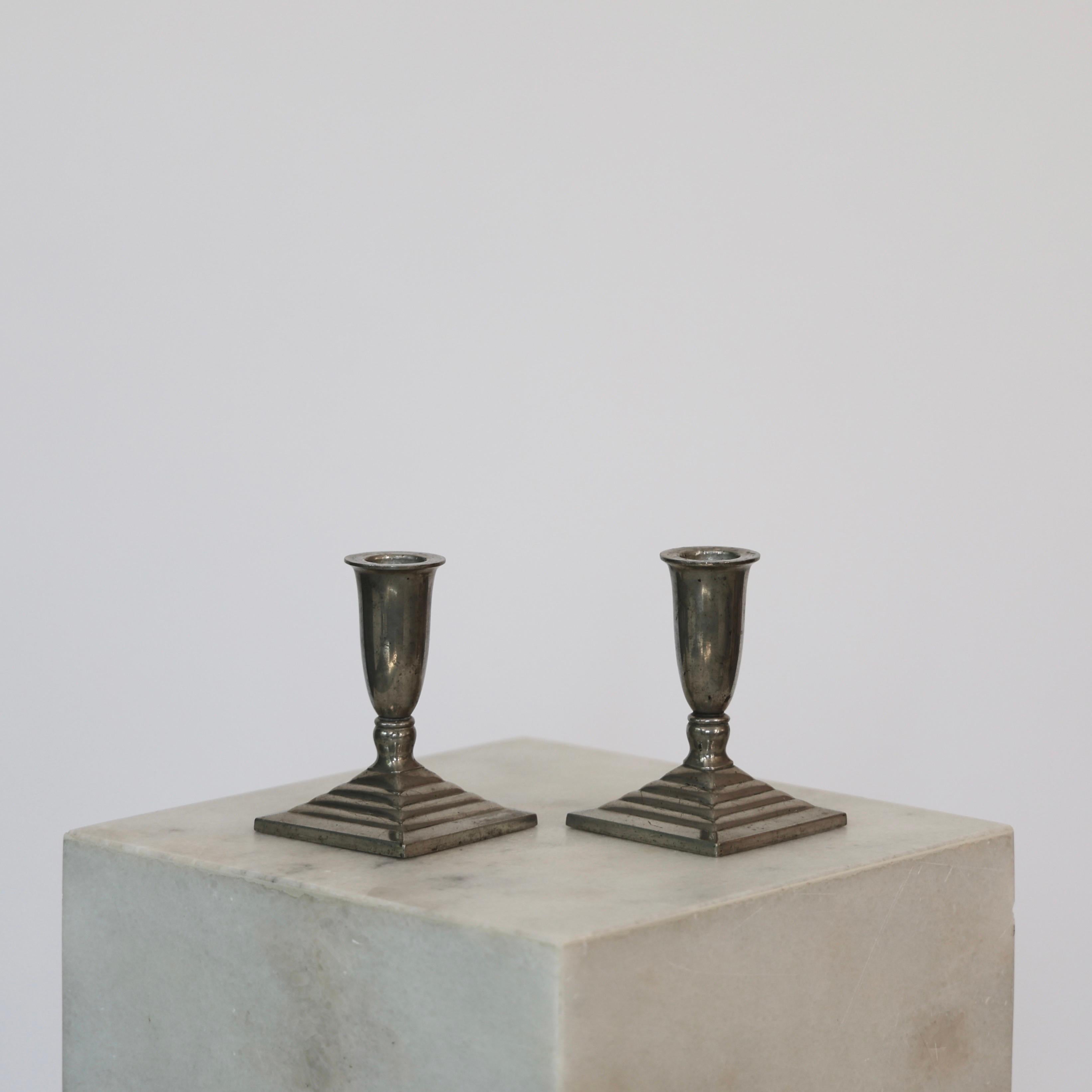 Danish Pewter Candlestick Holders by Just Andersen, 1930s, Denmark For Sale