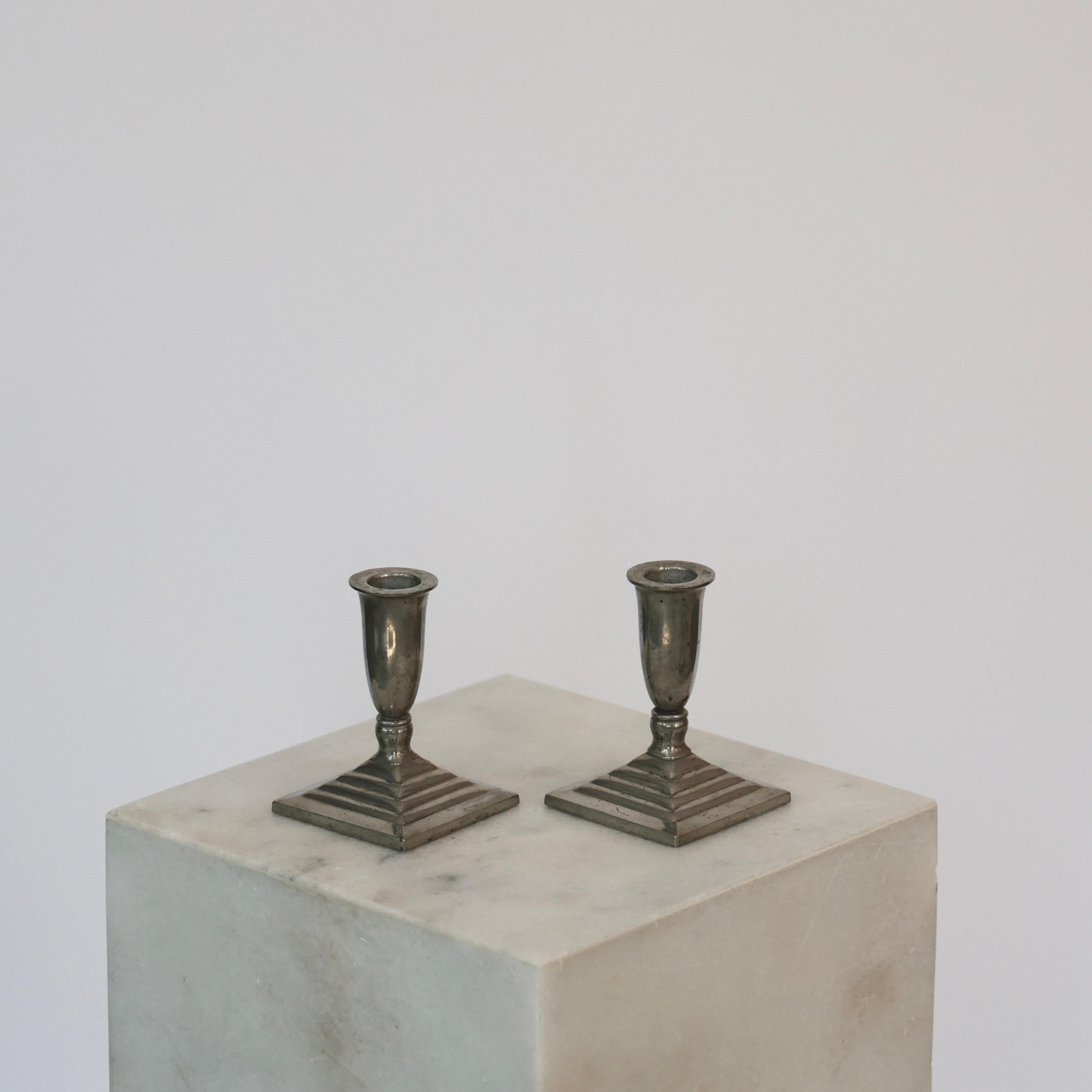 Pewter Candlestick Holders by Just Andersen, 1930s, Denmark In Good Condition For Sale In Værløse, DK
