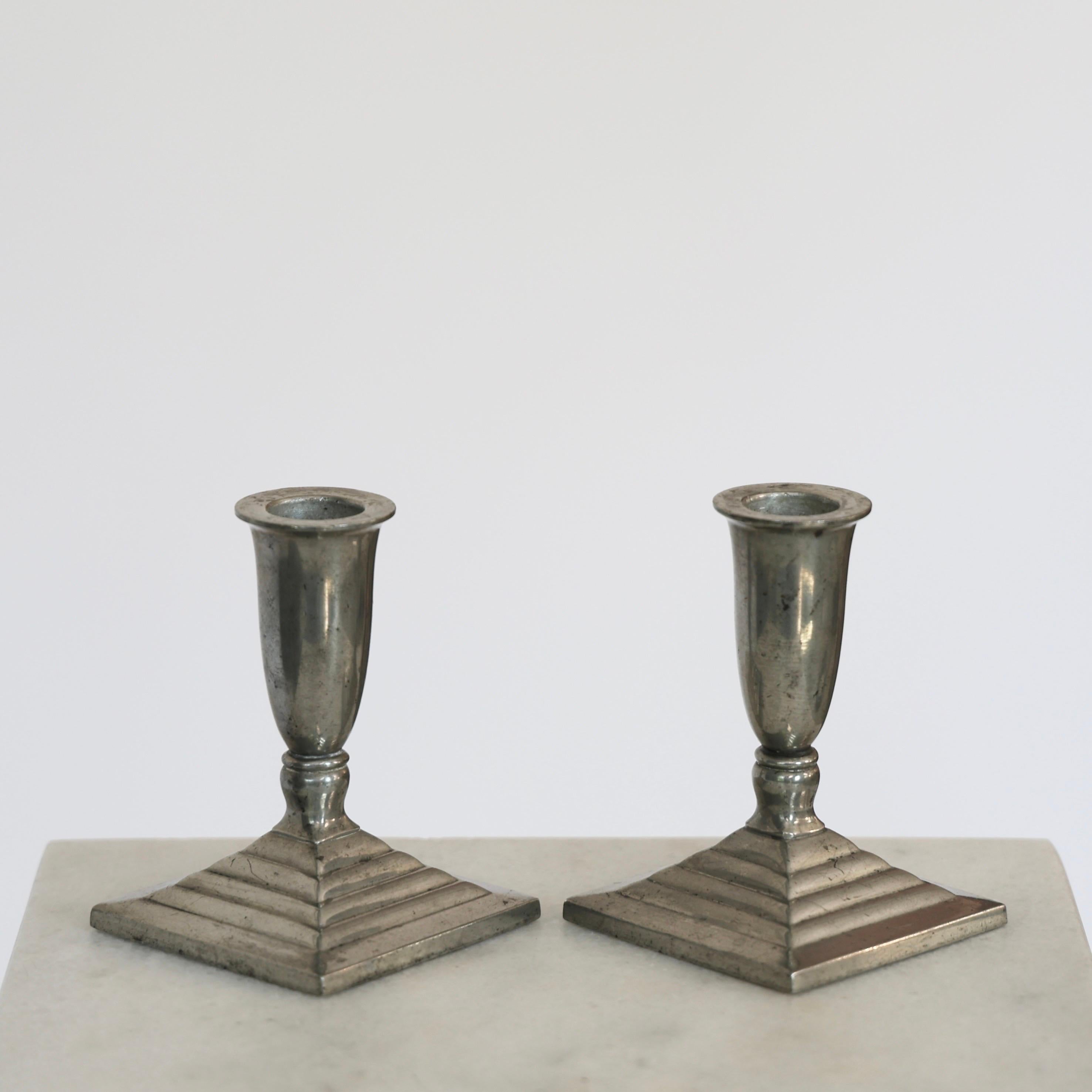 Pewter Candlestick Holders by Just Andersen, 1930s, Denmark For Sale 2