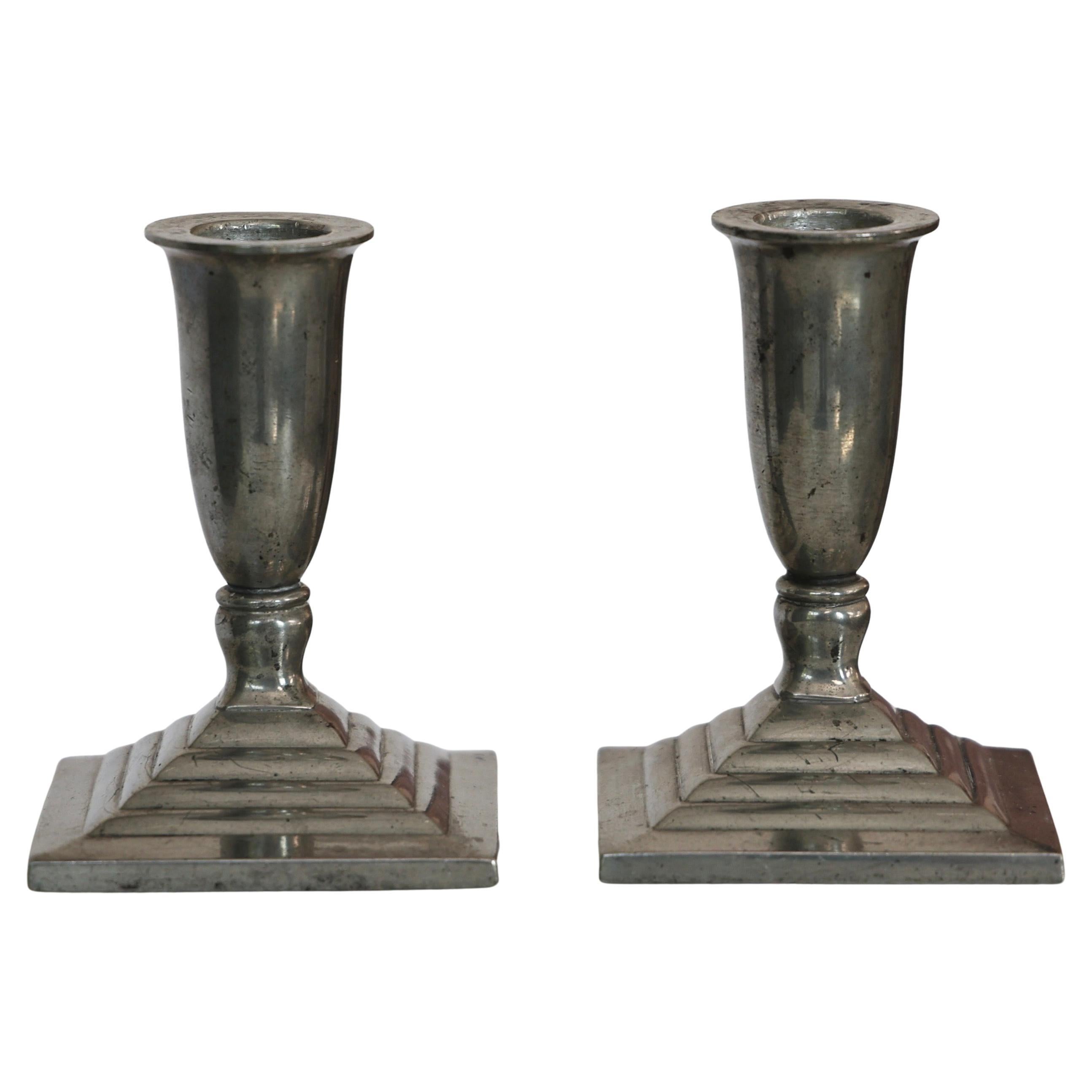 Pewter Candlestick Holders by Just Andersen, 1930s, Denmark