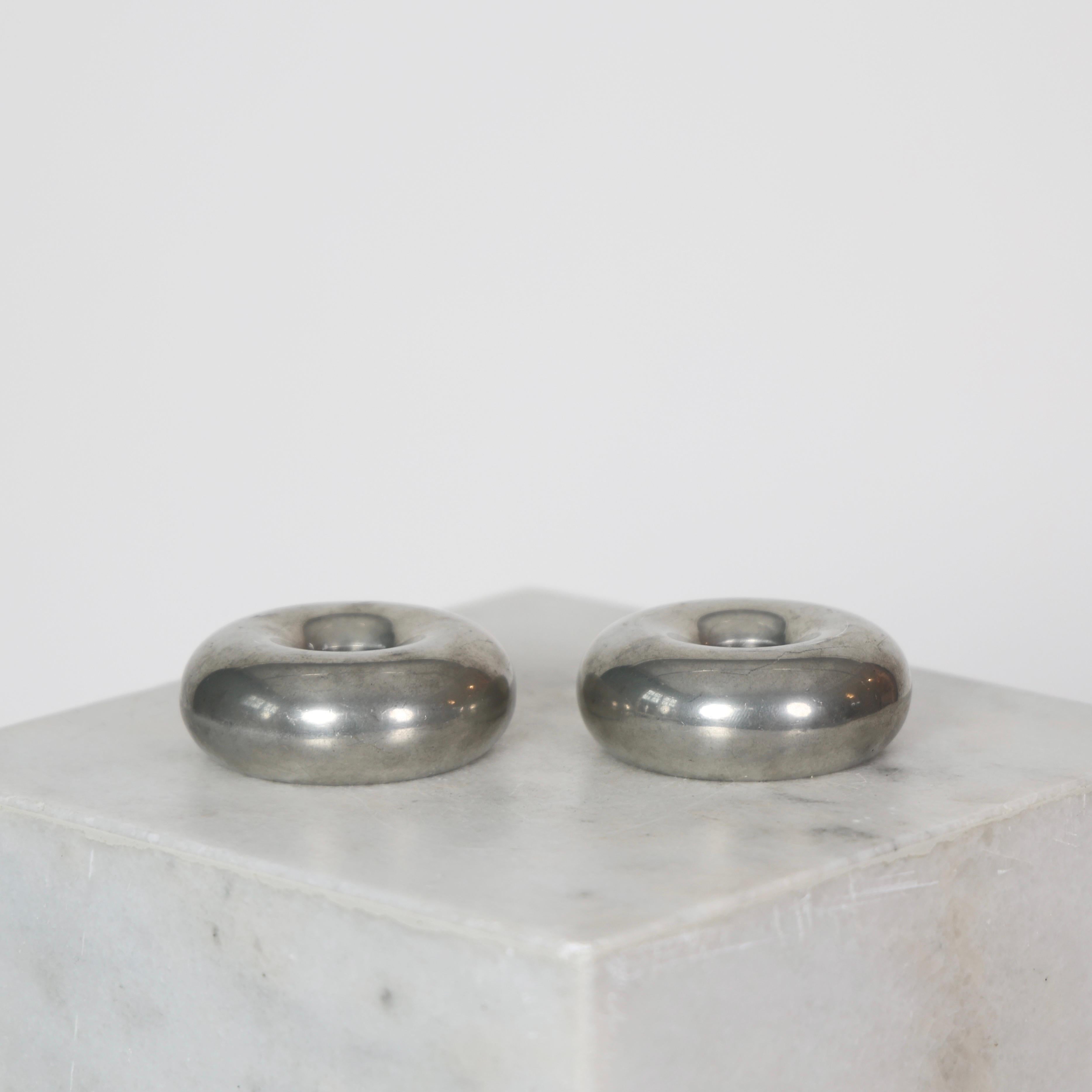 Pewter Candlesticks designed by Astrid Fog for Just Andersen, 1970s, Denmark For Sale 3