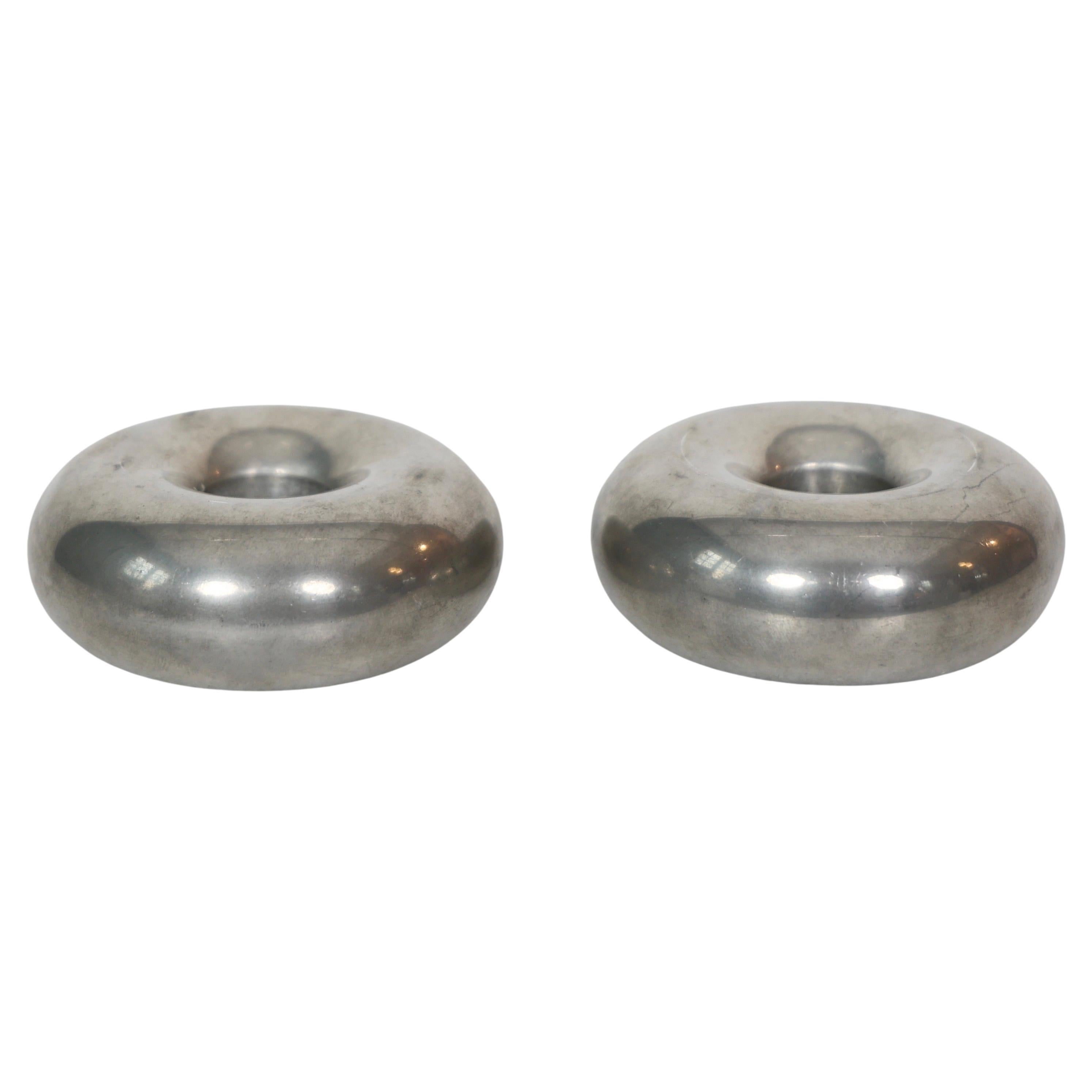 Pewter Candlesticks designed by Astrid Fog for Just Andersen, 1970s, Denmark For Sale