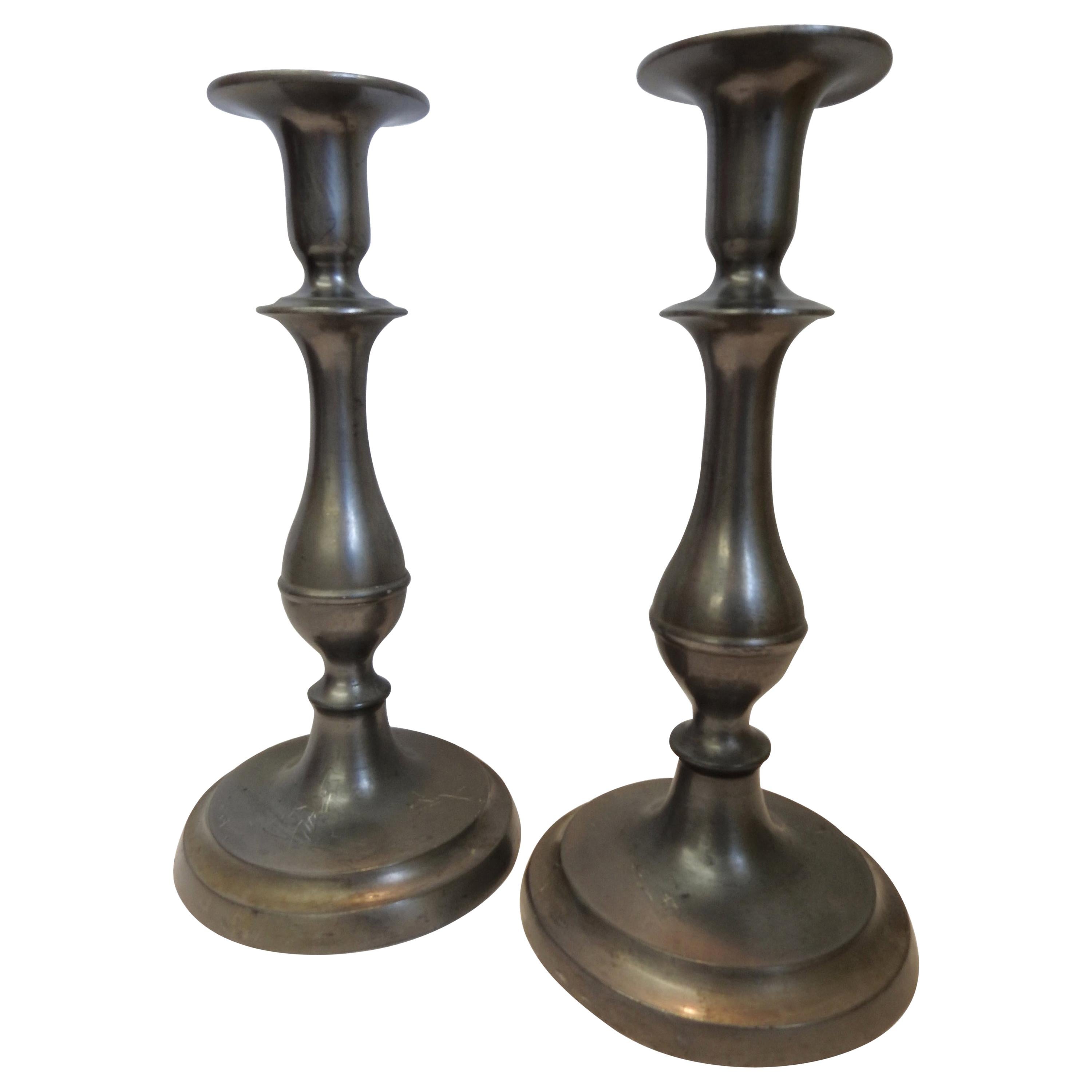 Three Large Vintage Wooden Candlesticks at 1stdibs