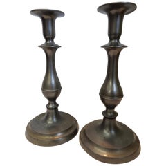 Pewter Candlesticks in the Colonial Style, Pair