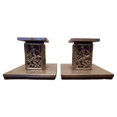 Pewter candlesticks made by David Wretling. Art deco 30s