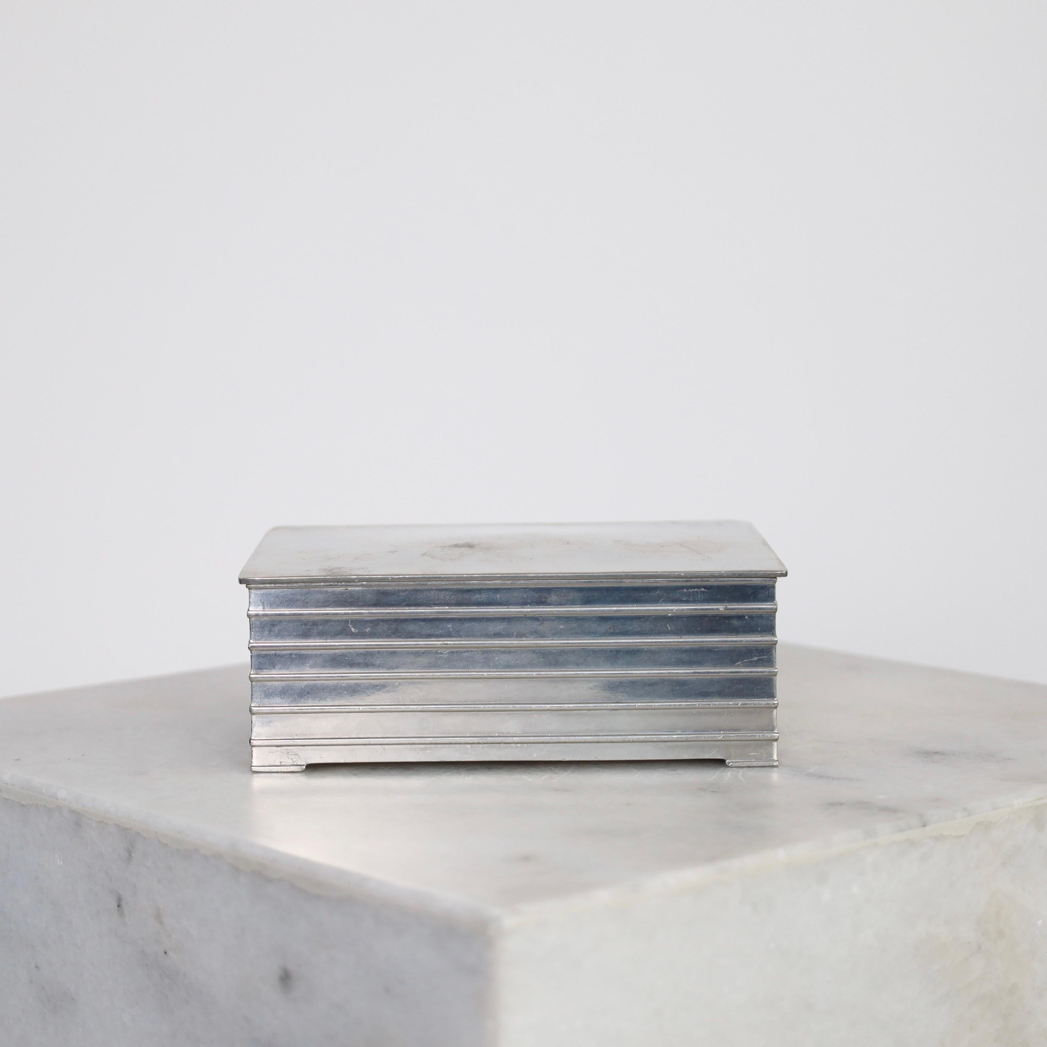Pewter Casket by Ellen Schlanbusch by Just Andersen, 1950s, Denmark In Good Condition For Sale In Værløse, DK