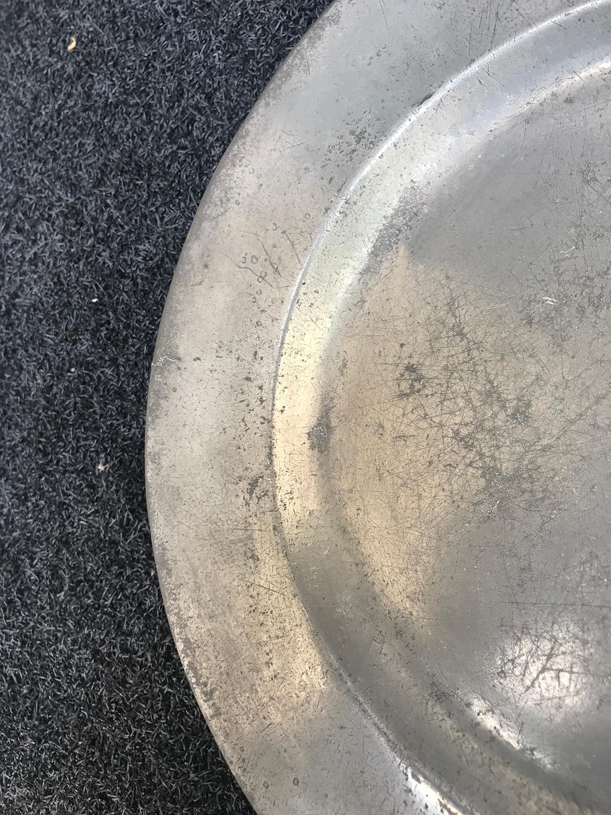 Pewter Charger with Crowned X Mark, Poss. Attributed to Henry Will of NY 1