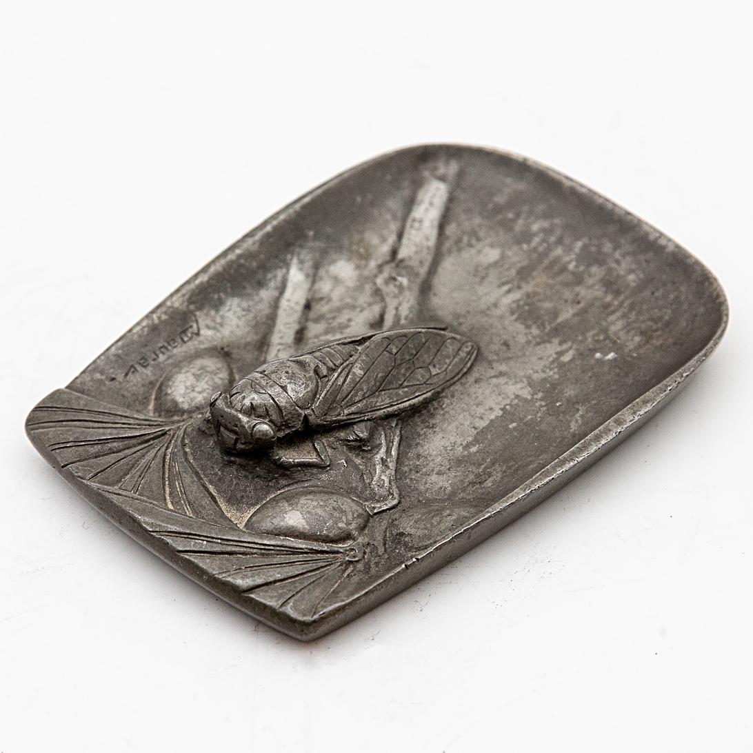 French Pewter Cicada Vide Poche by Maurice Daurat