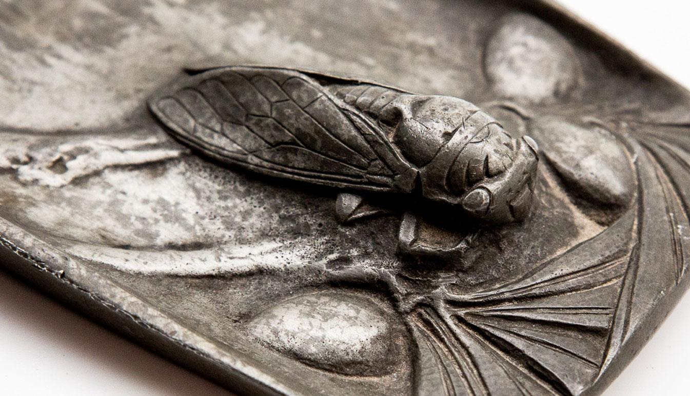 20th Century Pewter Cicada Vide Poche by Maurice Daurat