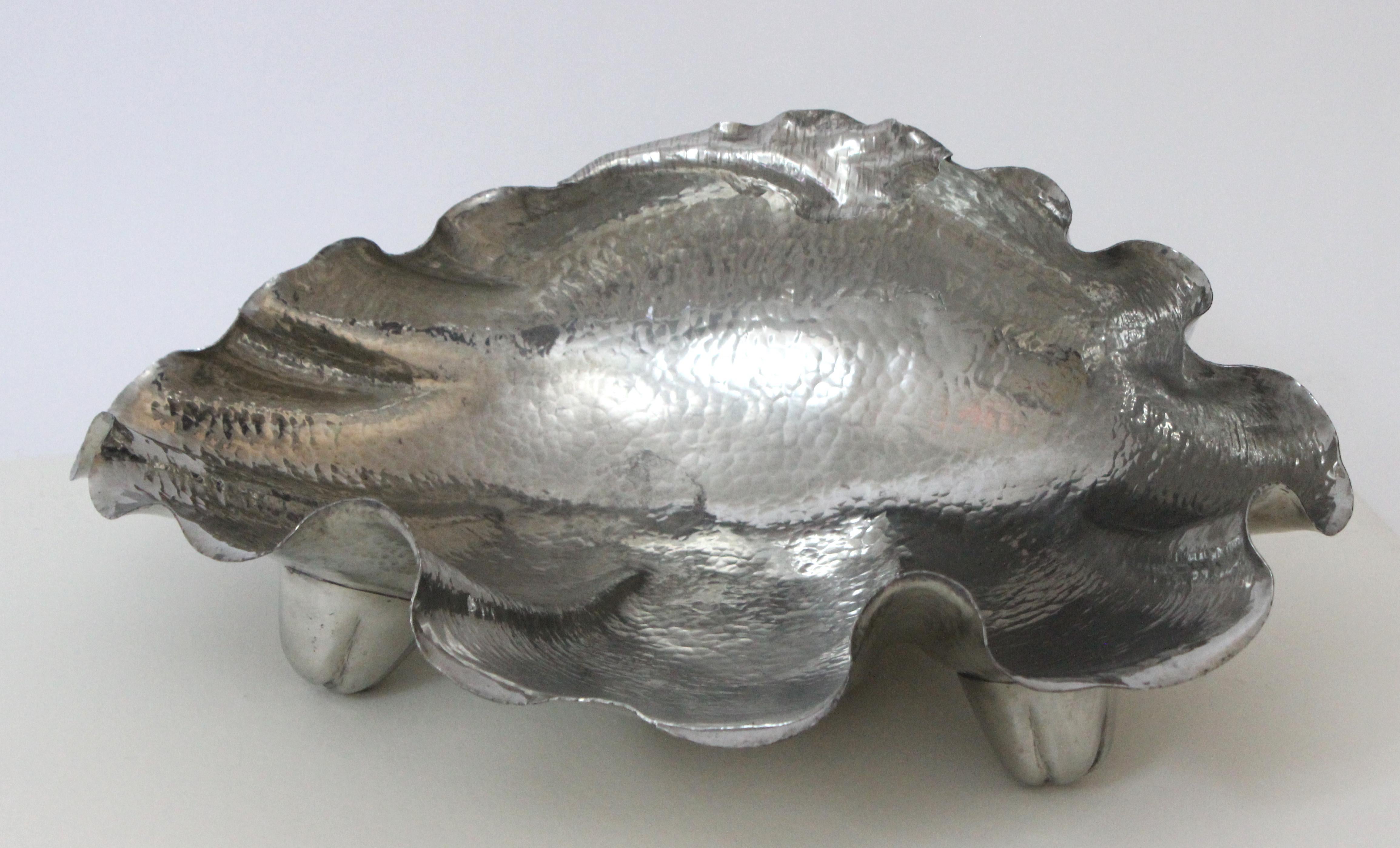 Hollywood Regency Pewter Clamshell Dish by Lavorazione