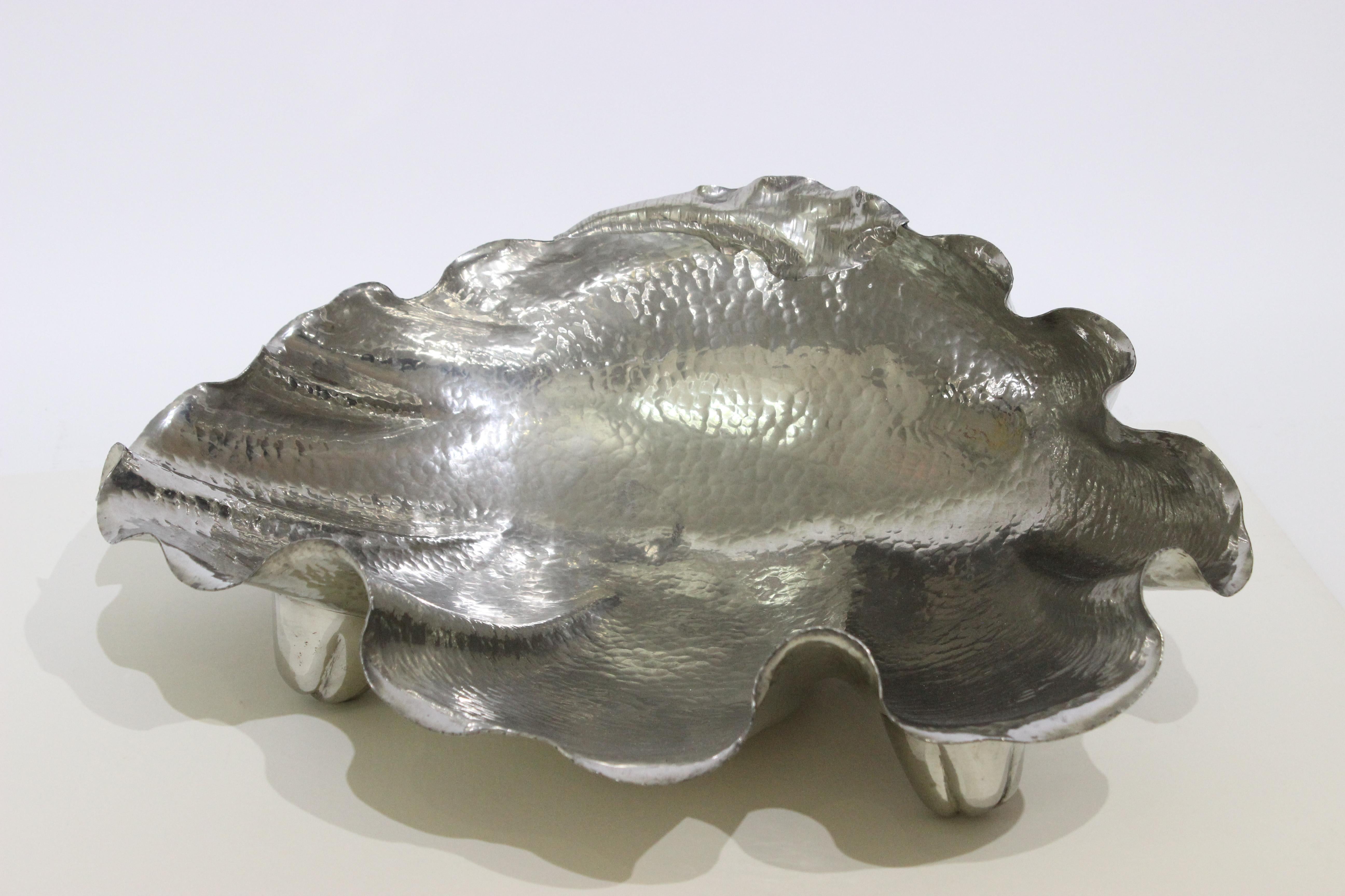 Italian Pewter Clamshell Dish by Lavorazione