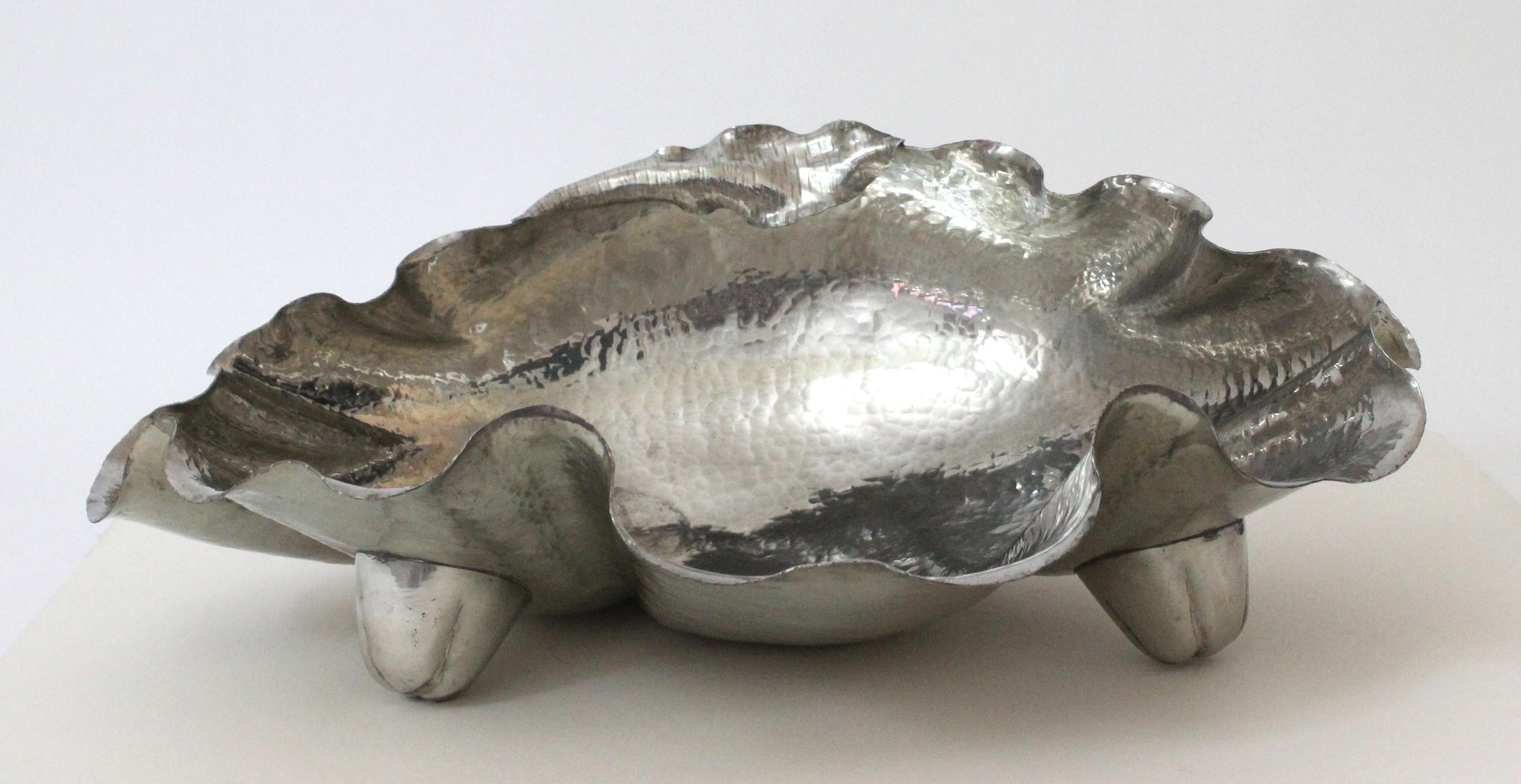 Hand-Crafted Pewter Clamshell Dish by Lavorazione