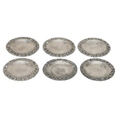Pewter Coasters with Floral Rims designed by Just Andersen, 1920s, Denmark