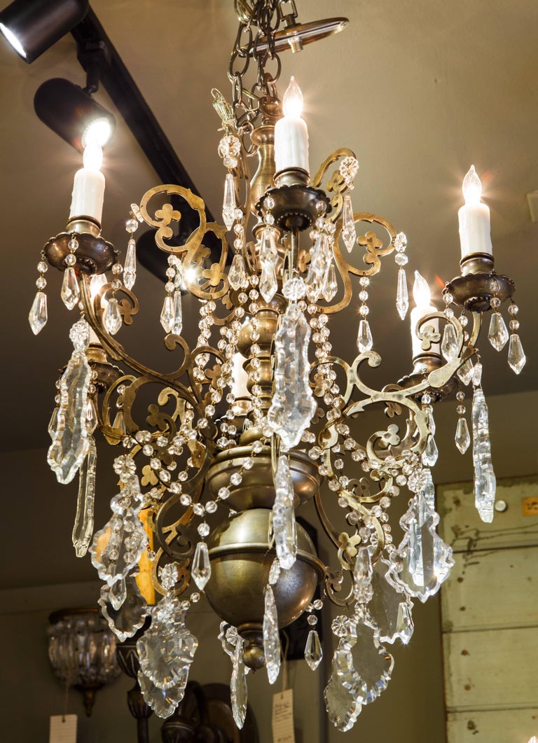 Pewter Colored Crystal Chandelier with Six Arms from ...