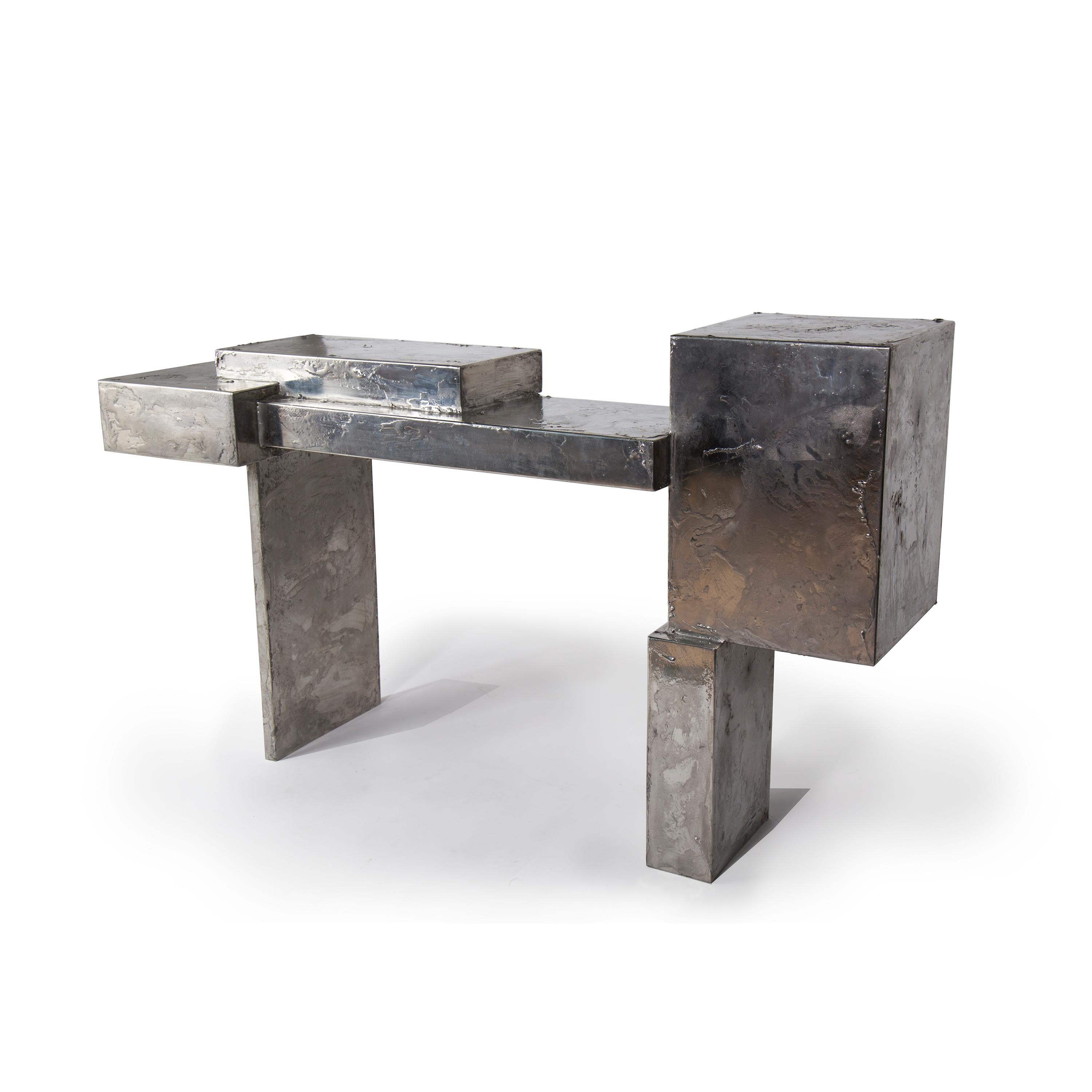 Post-Modern Pewter Console by Gentner Design For Sale