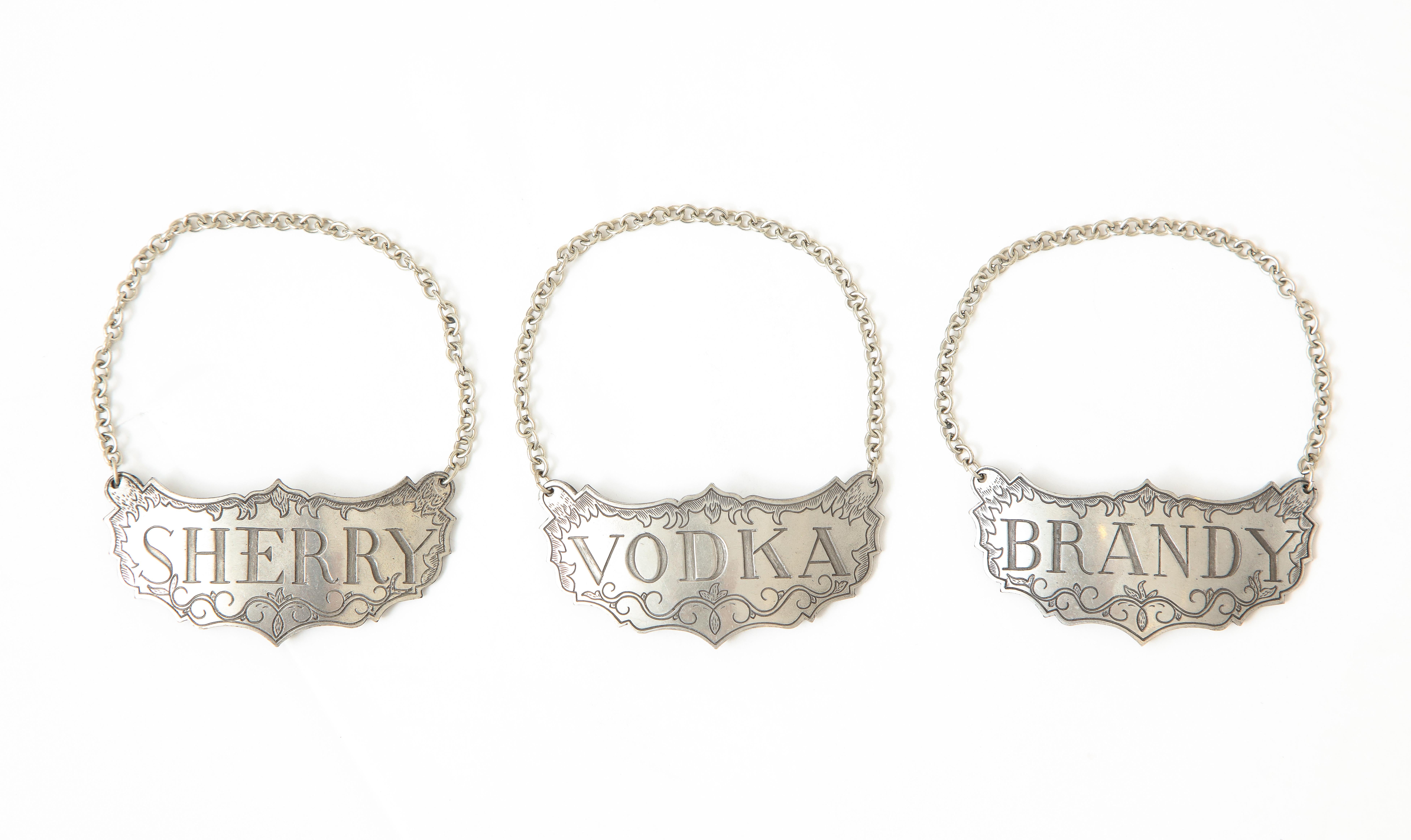 decanter labels pewter