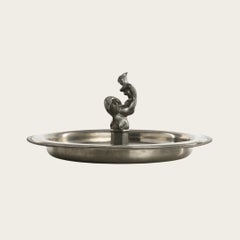 Pewter Dish with Mermaid and Fish Centerpiece in The Style of Just Andersen