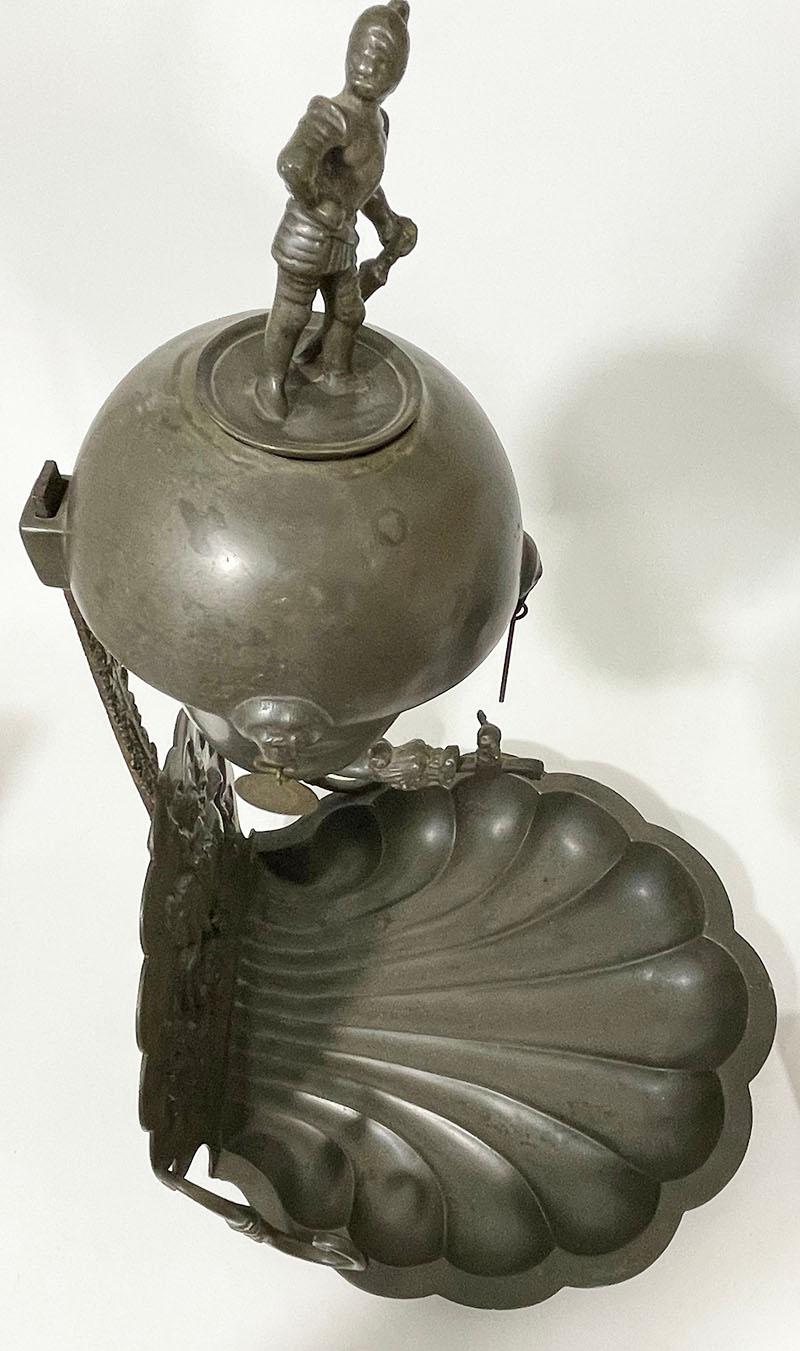 Pewter fountain and basin with a scene of Saint George and the dragon For Sale 2