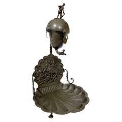 Pewter fountain and basin with a scene of Saint George and the dragon