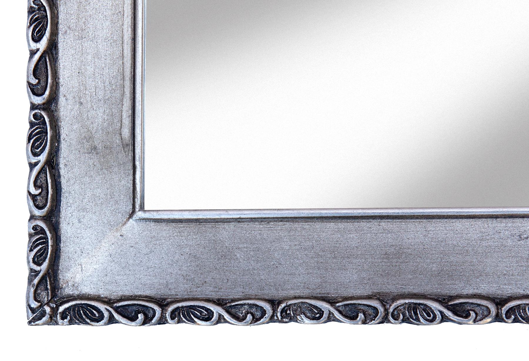 Hollywood Regency Pewter Framed Mirror For Sale