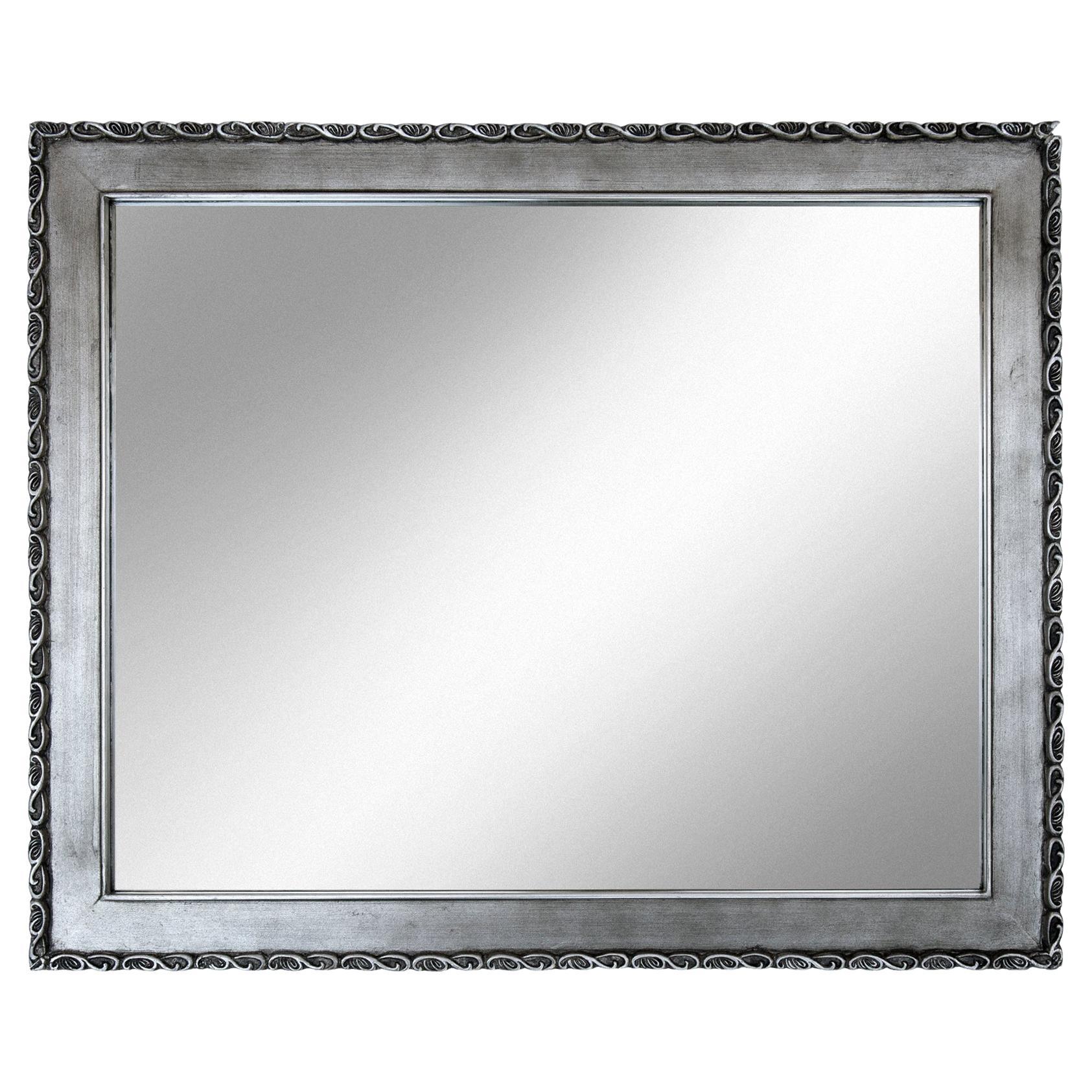 Pewter Framed Mirror For Sale