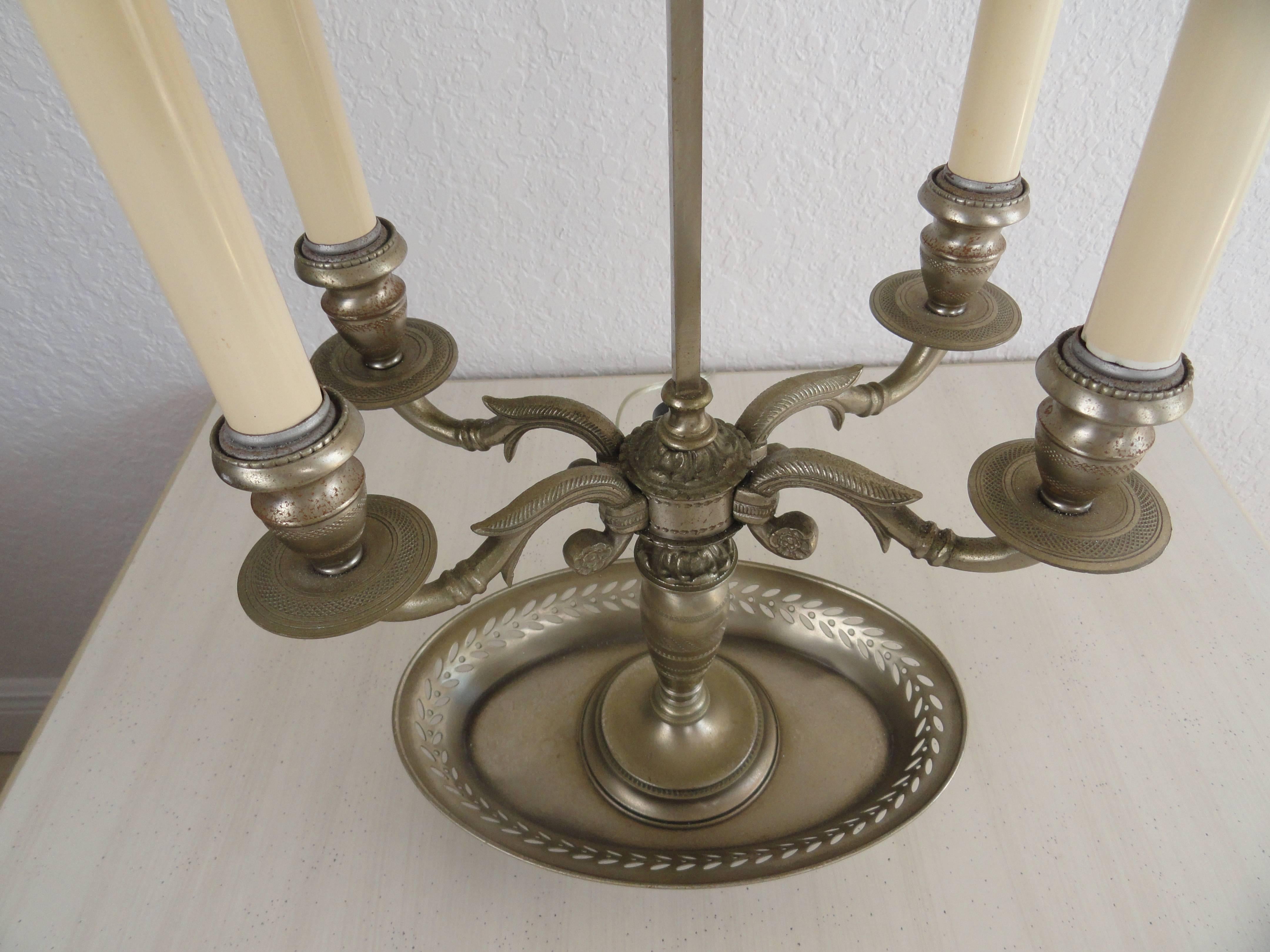 Metal Pewter French Bouillotte Lamp For Sale