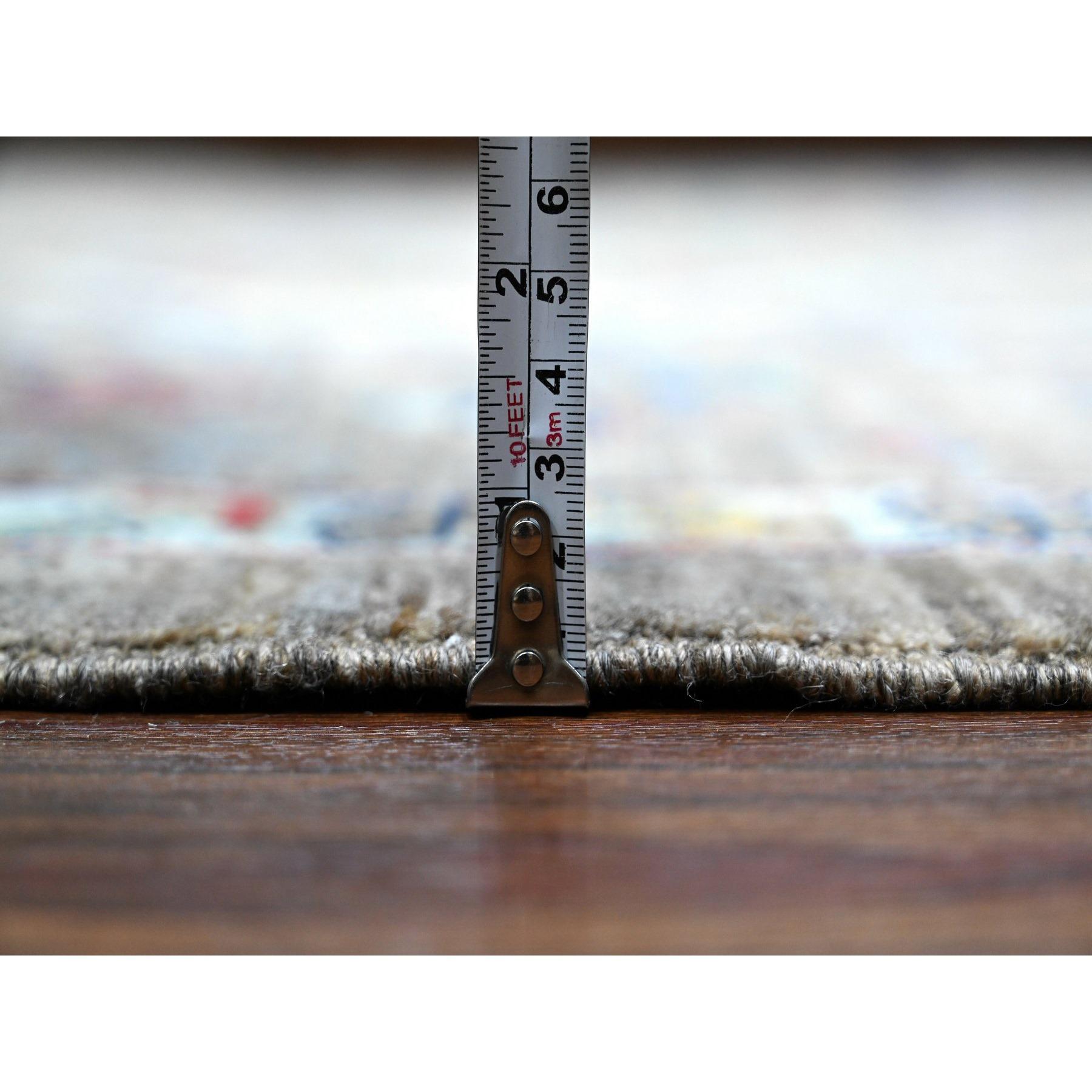 Tapis oriental Karajeh à motif géométrique noué à la main gris étain 10'2