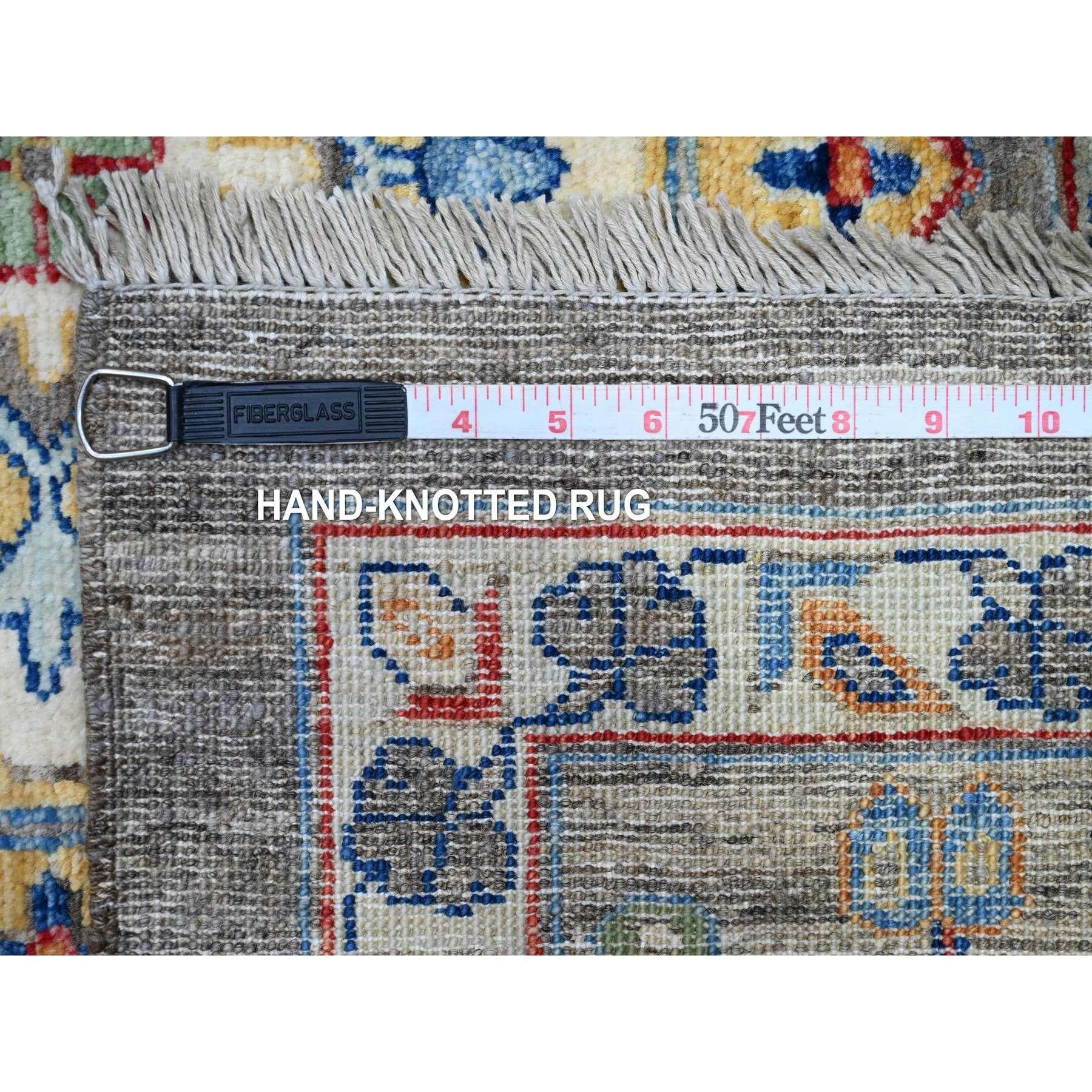 Tapis oriental Karajeh à motif géométrique noué à la main gris étain 10'2