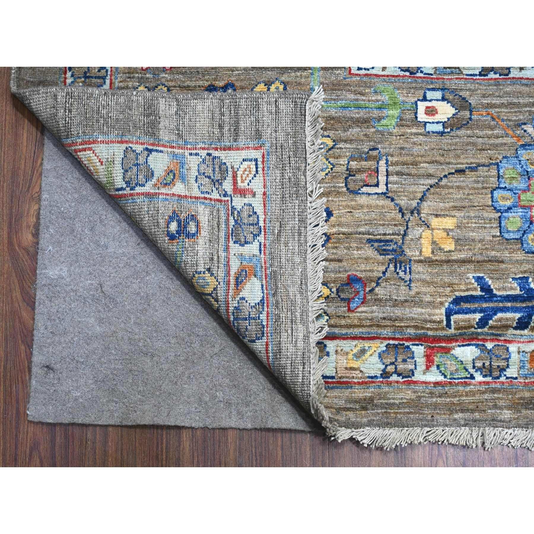 Afghan Tapis oriental Karajeh à motif géométrique noué à la main gris étain 10'2