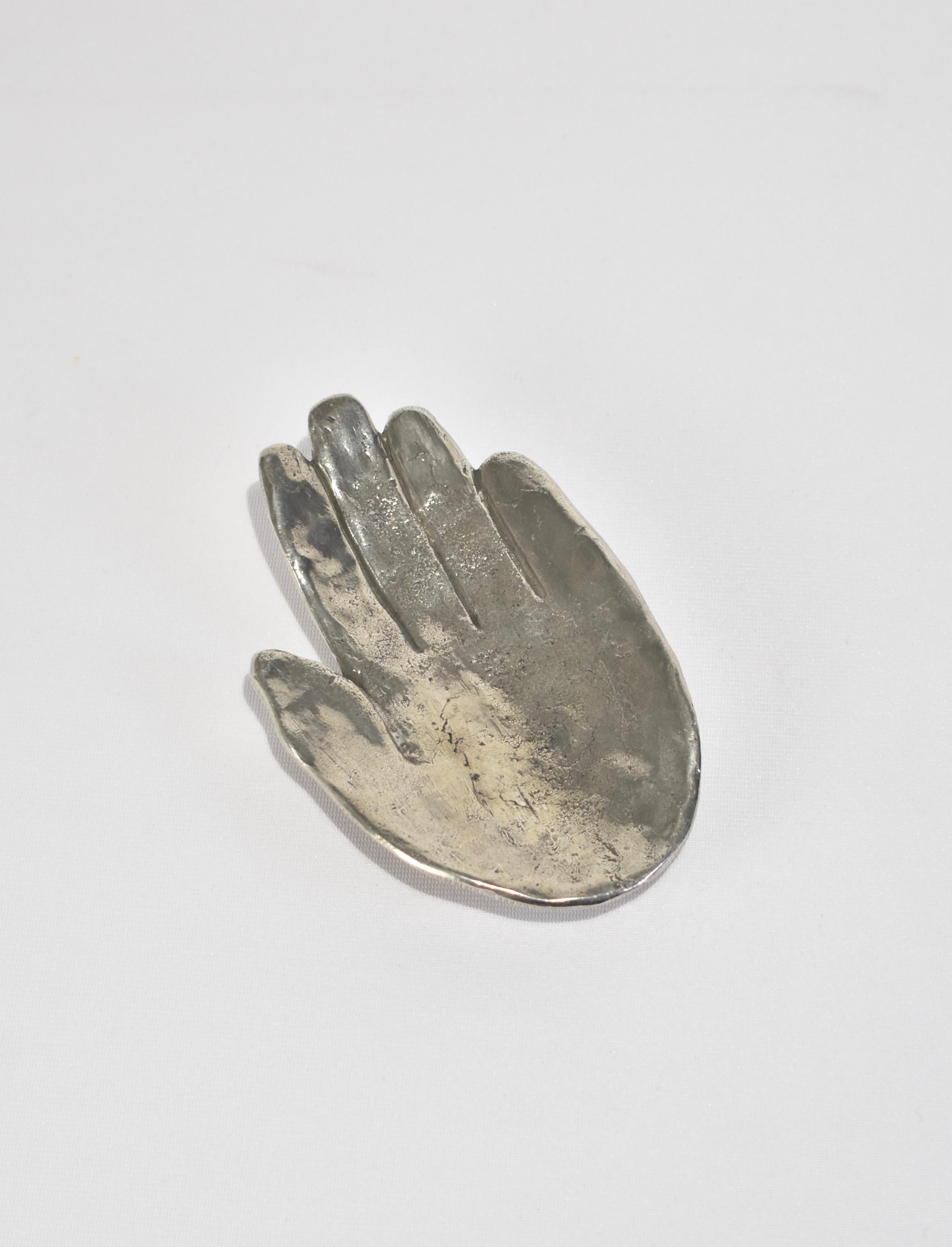 Rare, solid pewter life-size hand catchall by Patrick Meyer.