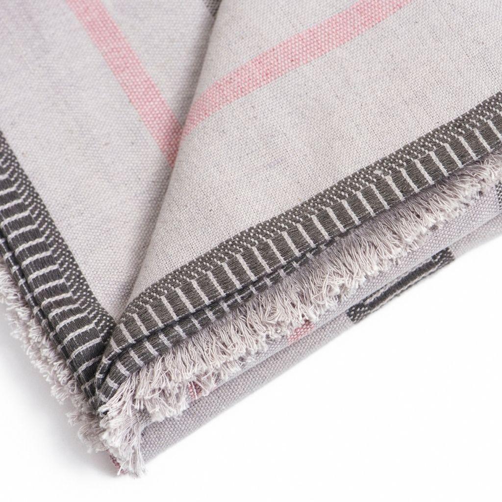 Pewter Gray Handloom Throw / Blanket in Organic Cotton For Sale 3