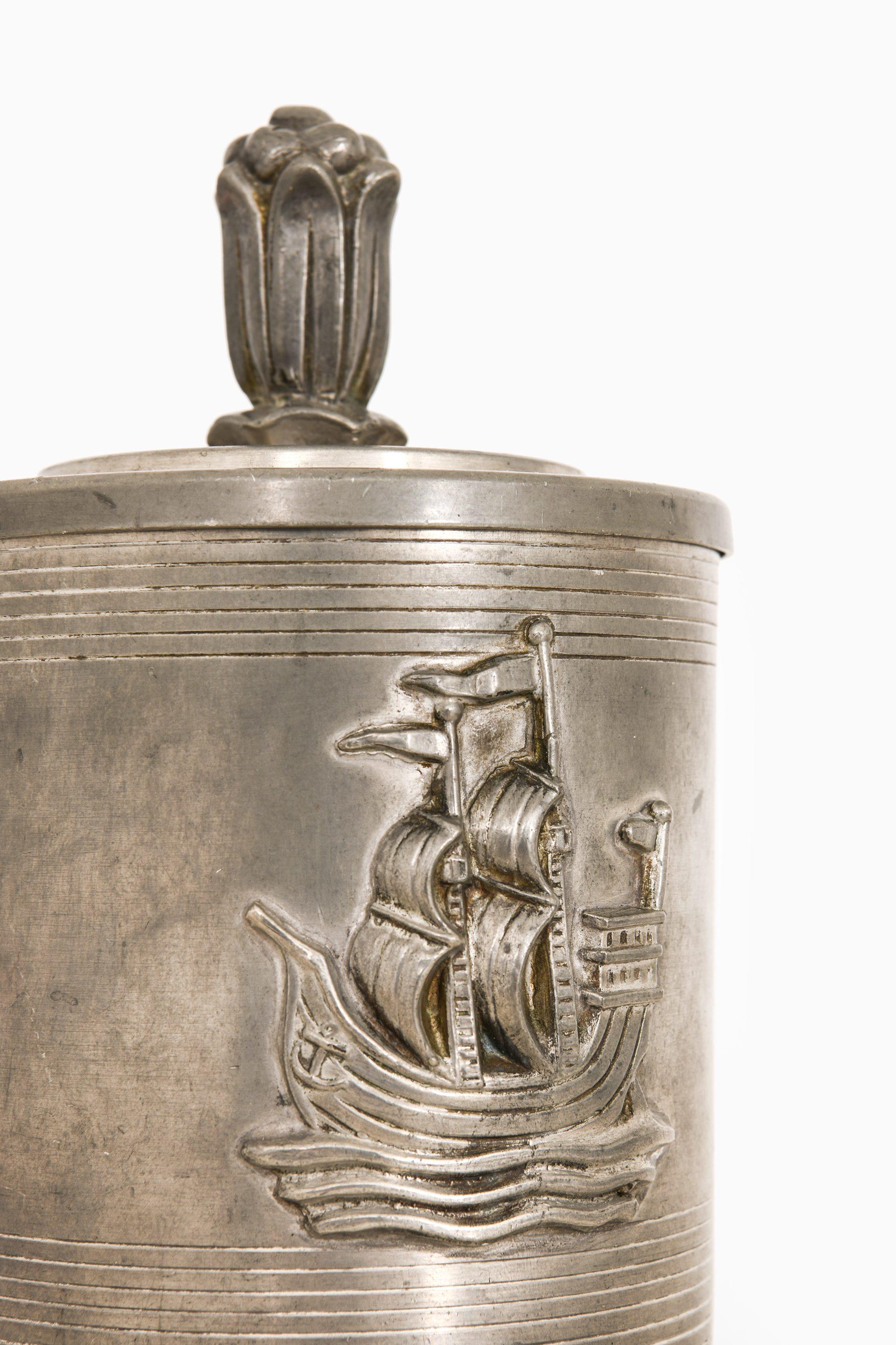 Mid-Century Modern Pewter Jar Attributed to Sylvia Stave, 1940 For Sale