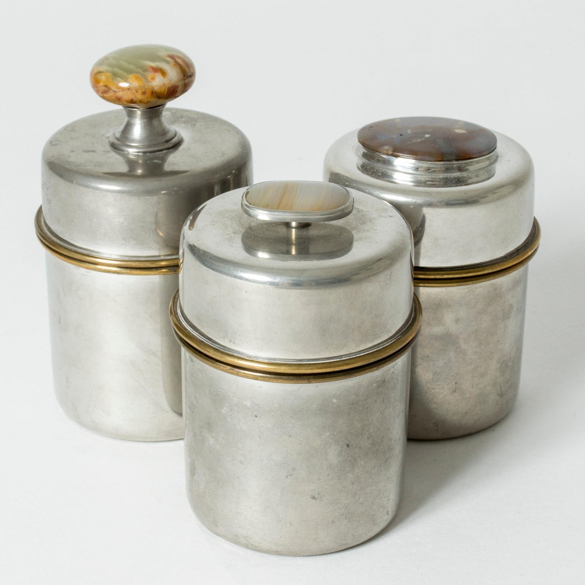 Rattan Pewter Jar by Estrid Ericson, Svenskt Tenn, Sweden, 1959 For Sale