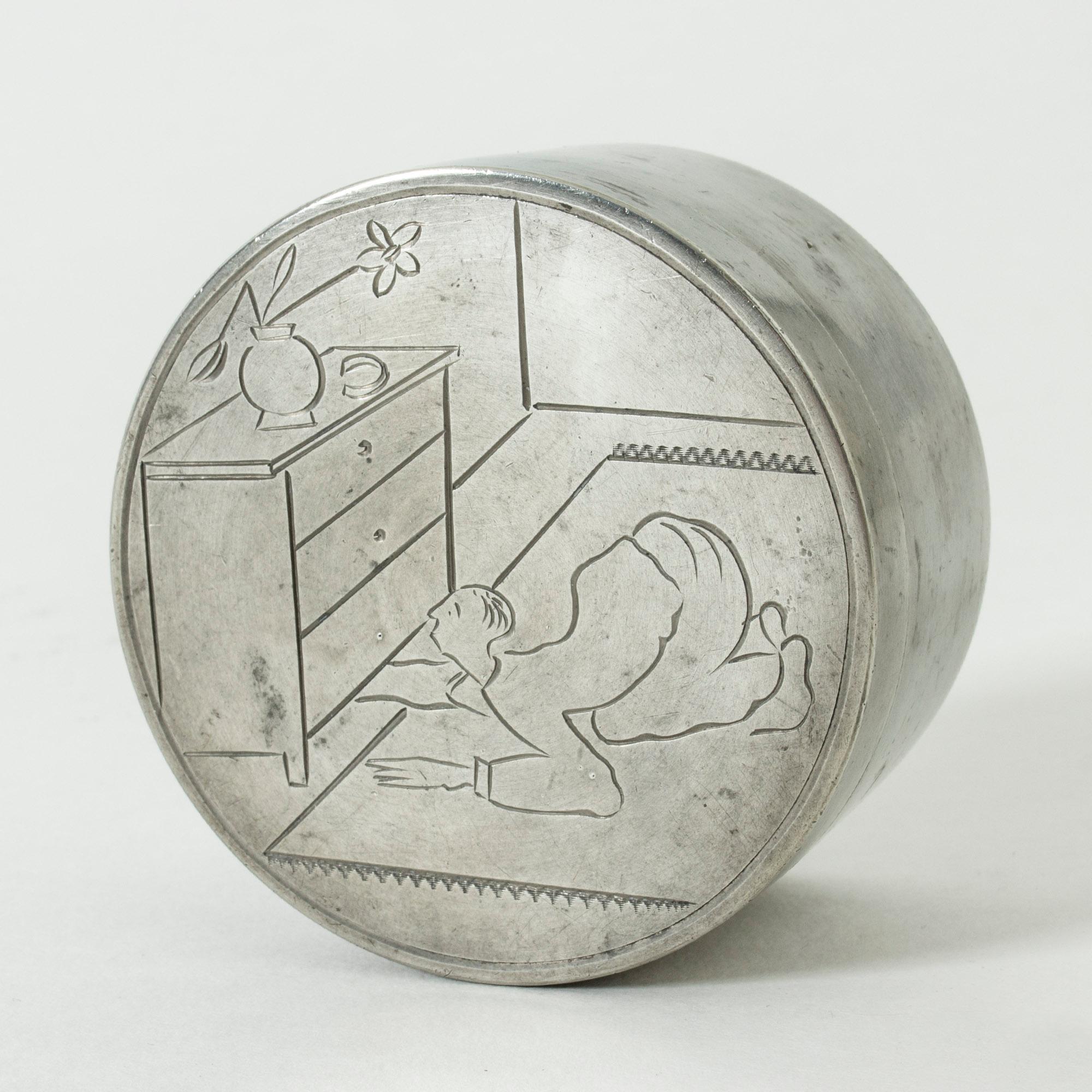 Swedish Pewter Jar by Sylvia Stave for C. G. Hallberg, Sweden, 1929