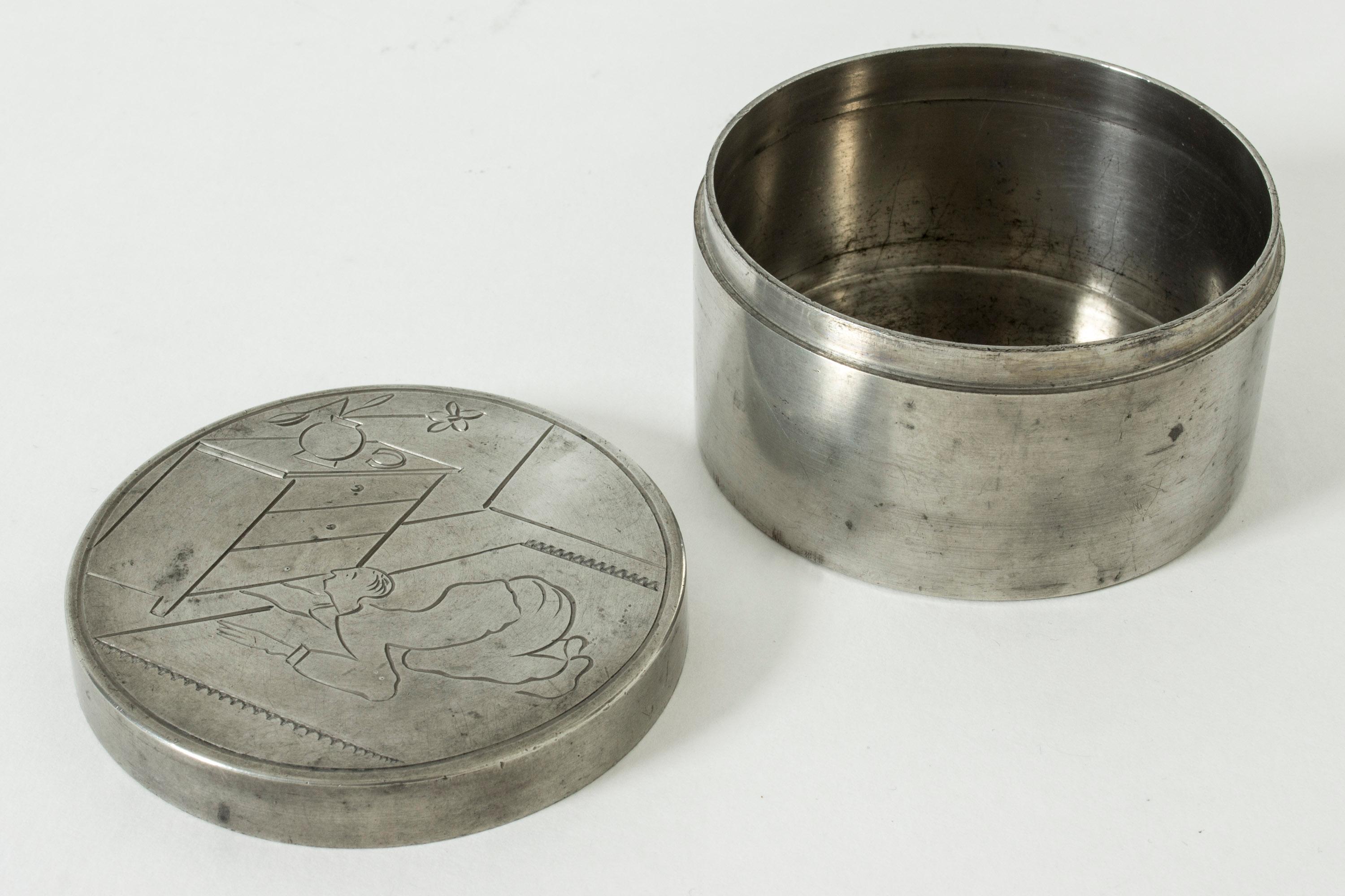 Early 20th Century Pewter Jar by Sylvia Stave for C. G. Hallberg, Sweden, 1929