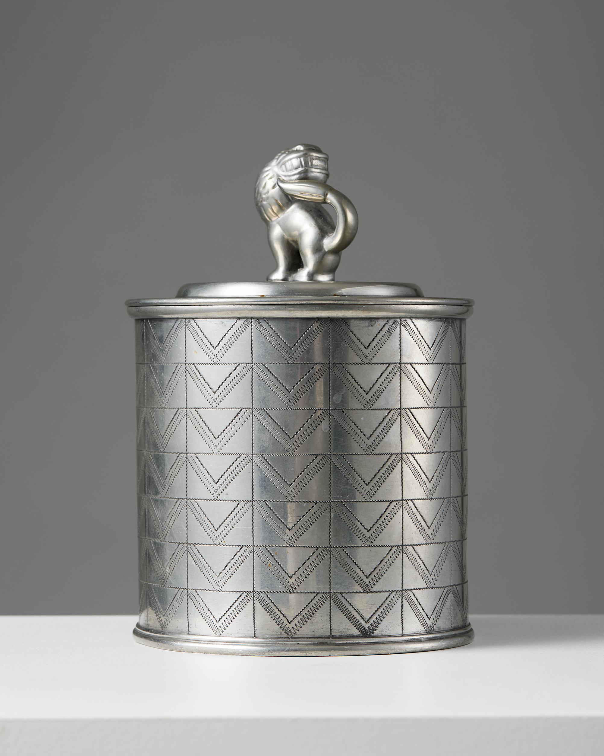 Mid-Century Modern Pewter Jar with Lid Designed by Estrid Ericson for Svenskt Tenn, Sweden, 1930 For Sale