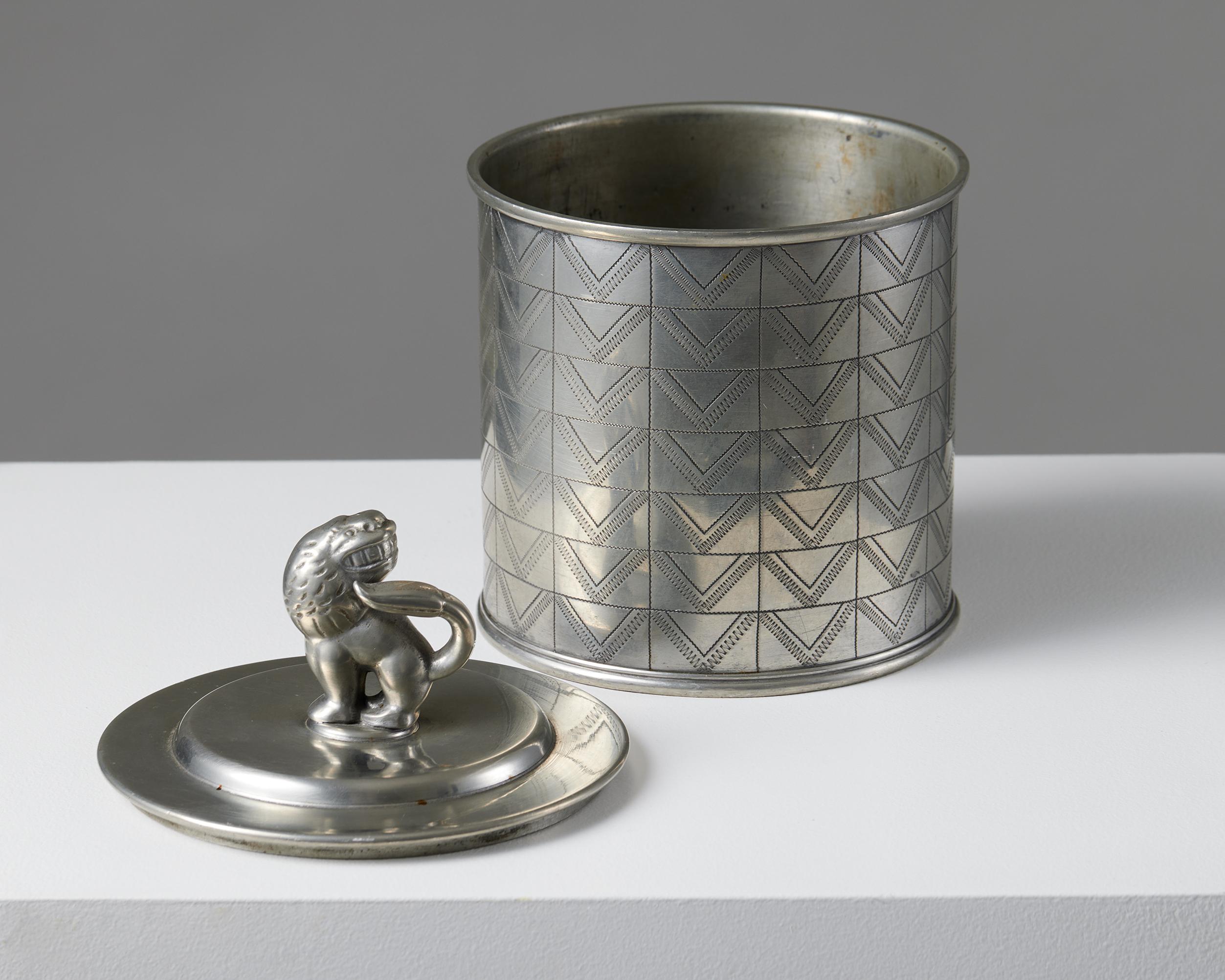 Pewter Jar with Lid Designed by Estrid Ericson for Svenskt Tenn, Sweden, 1930 In Good Condition For Sale In Stockholm, SE