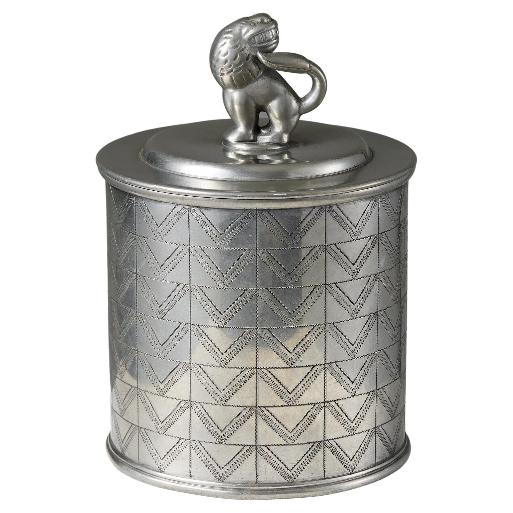 Pewter Jar with Lid Designed by Estrid Ericson for Svenskt Tenn, Sweden, 1930 For Sale