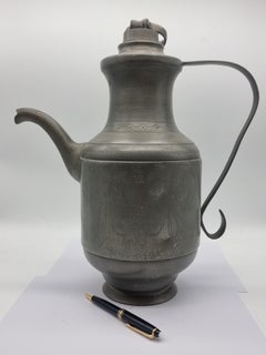Pewter Jug / Can Art Nouveau Etain Tin Pitcher