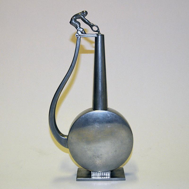 Mid-20th Century Pewter jug with a faun lid top by GAB Tenn, Sweden 1933 For Sale