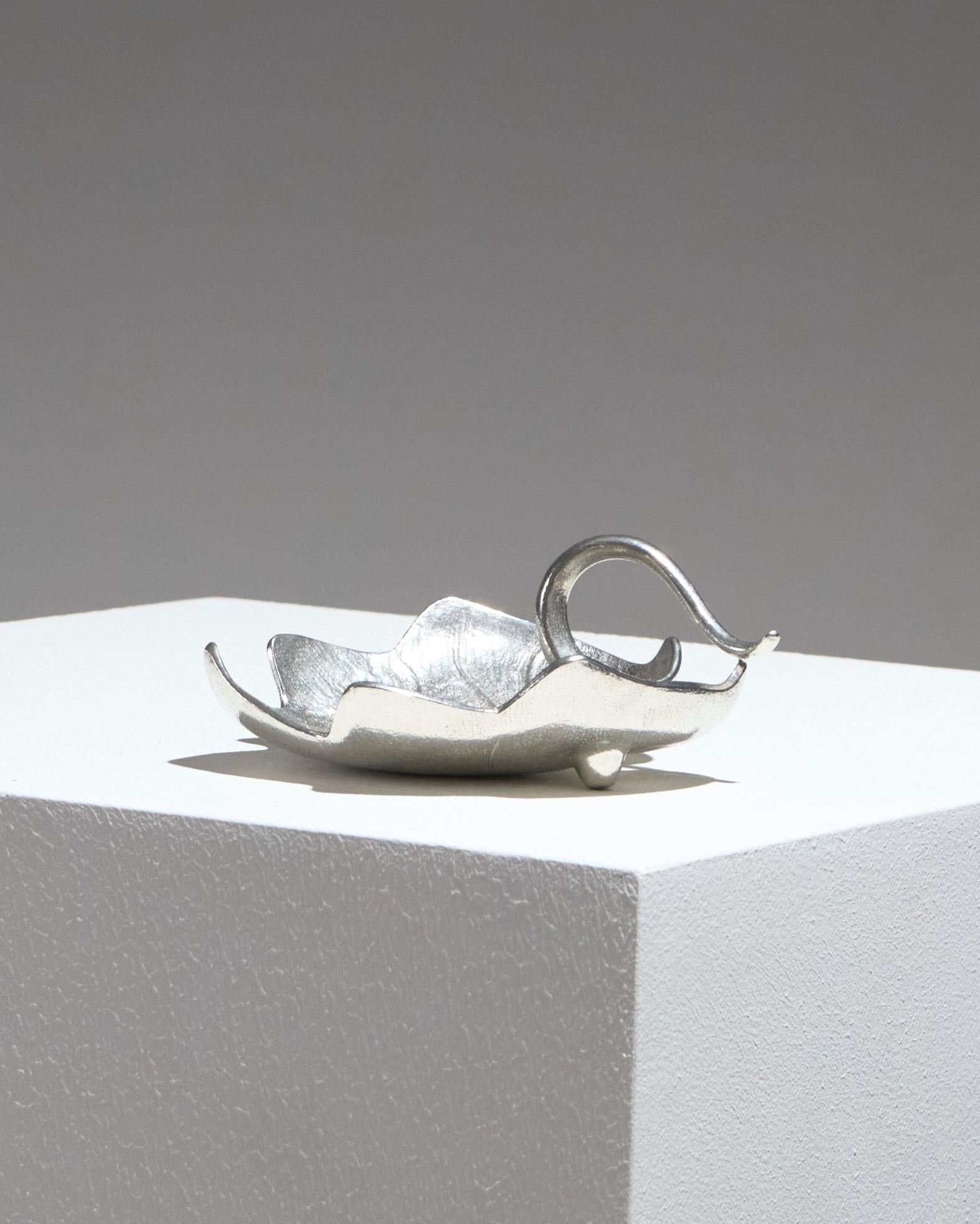French Pewter Leaf Catchall, 1960s For Sale