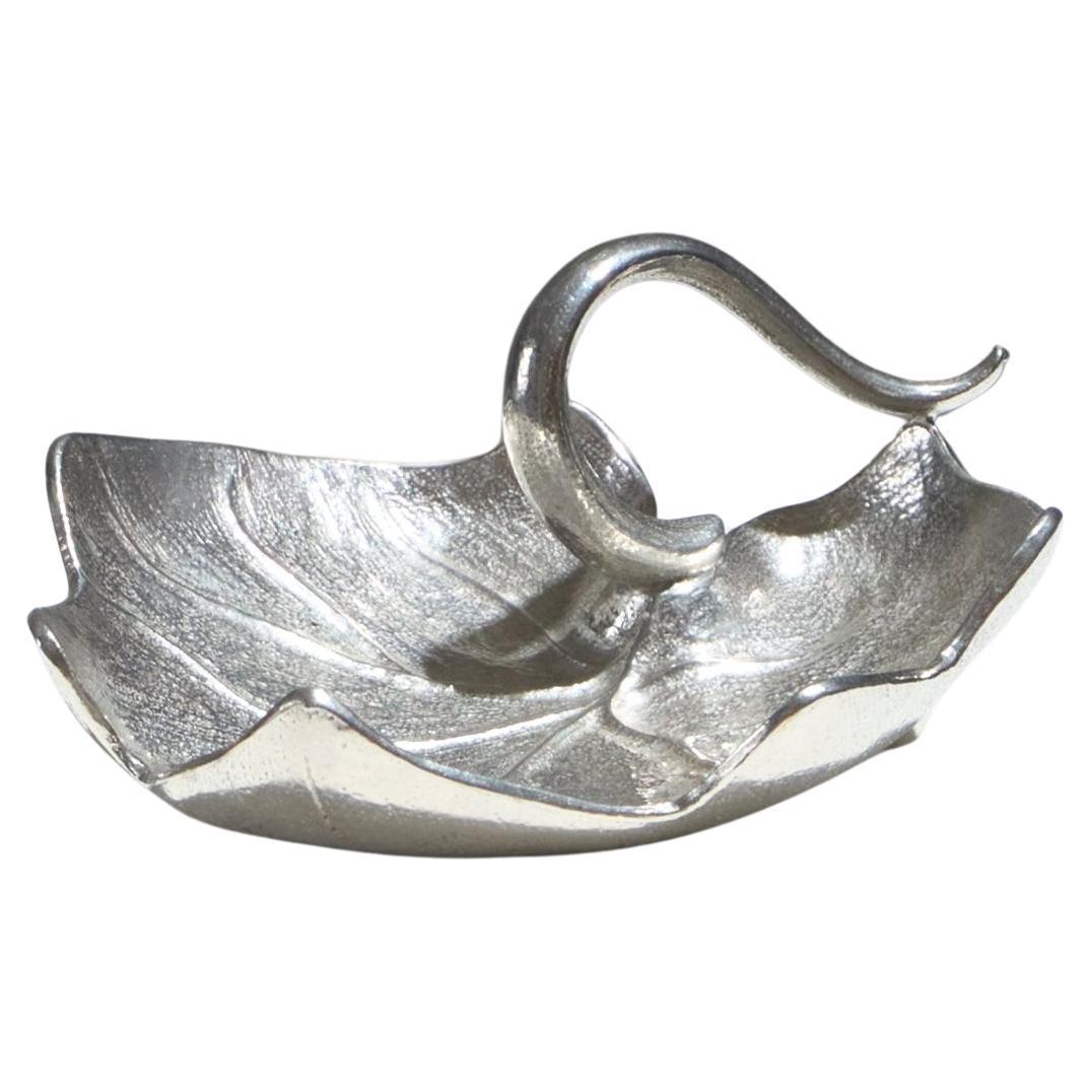 Pewter Leaf Catchall, 1960s For Sale