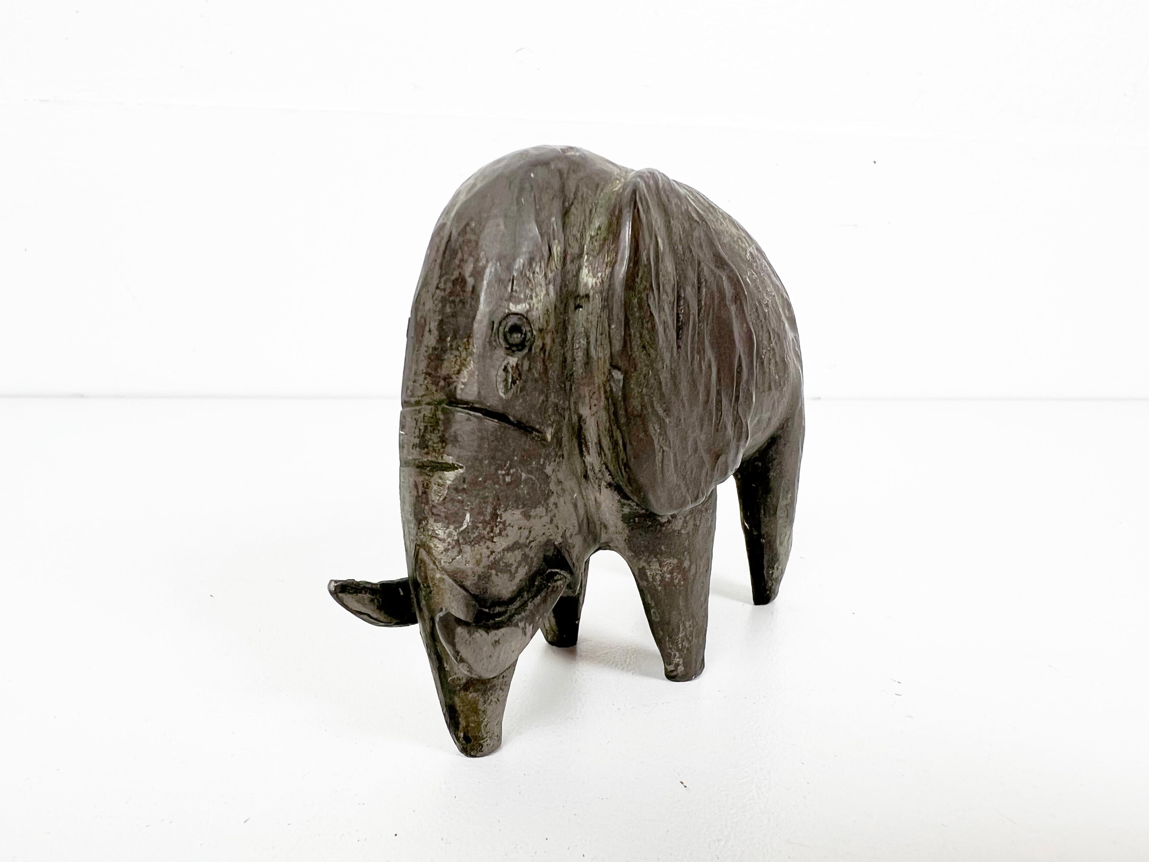 Mid-Century Modern Pewter Mammoth Figurine by Stieff / Smithsonian For Sale